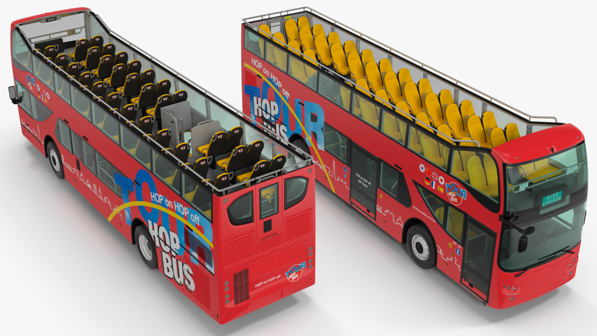 Double Decker Hop-On Hop-Off City Tour Bus 3D