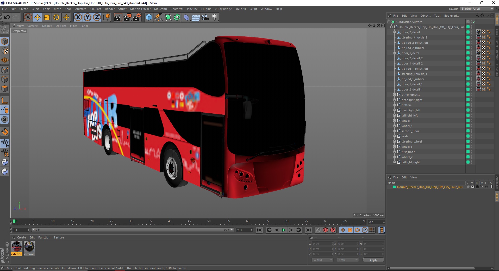 Double Decker Hop-On Hop-Off City Tour Bus 3D