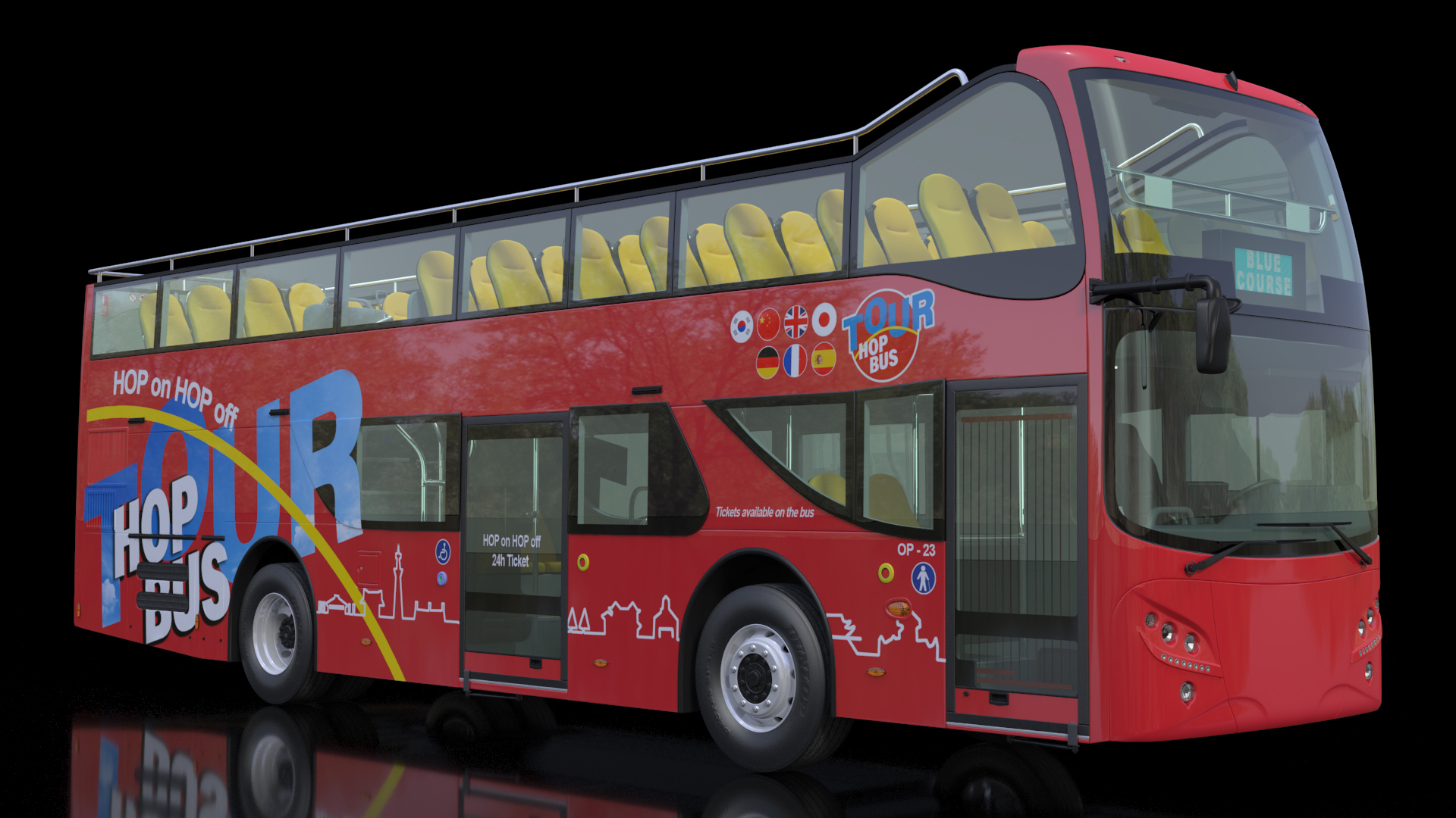 Double Decker Hop-On Hop-Off City Tour Bus 3D