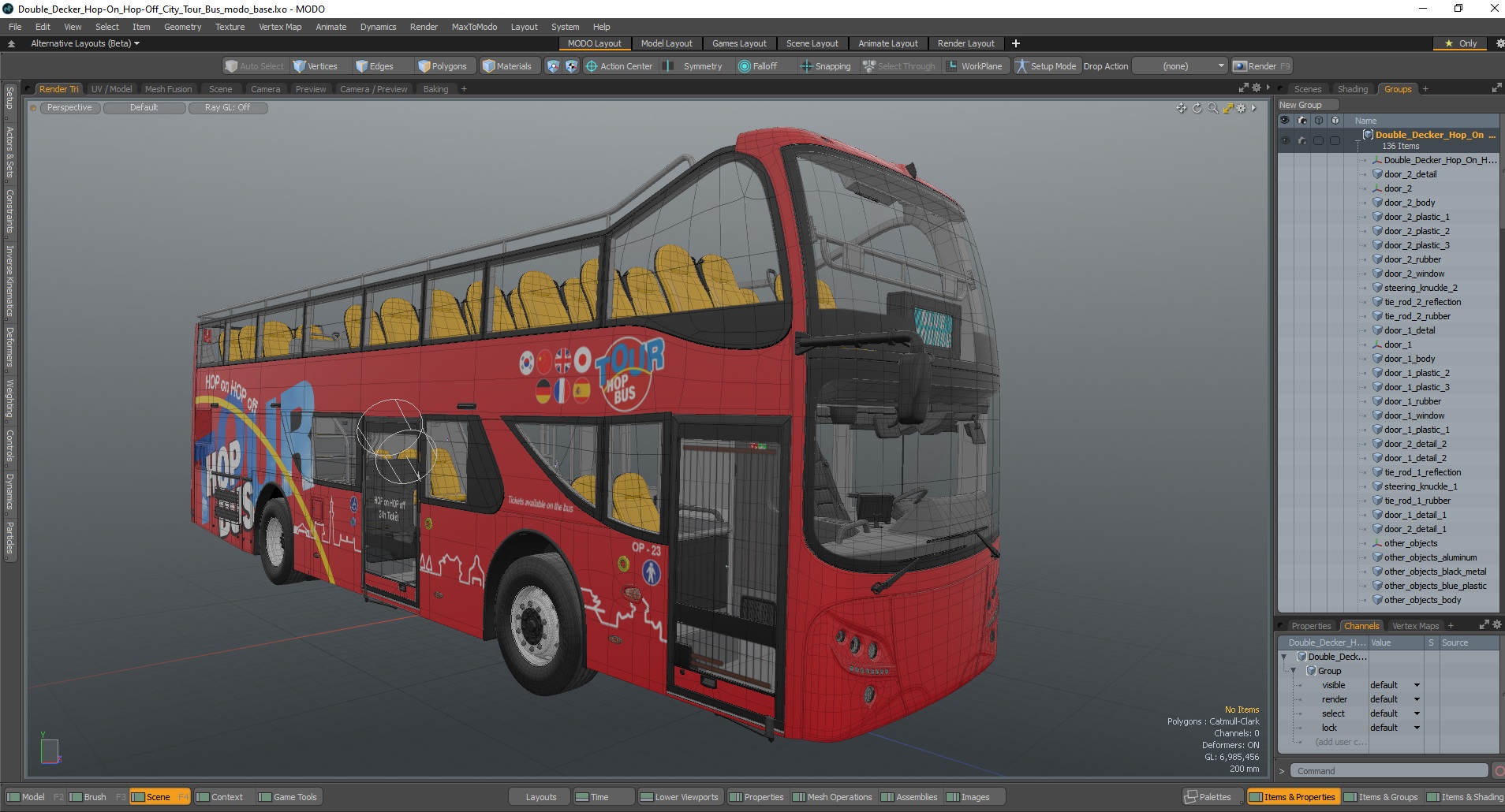 Double Decker Hop-On Hop-Off City Tour Bus 3D