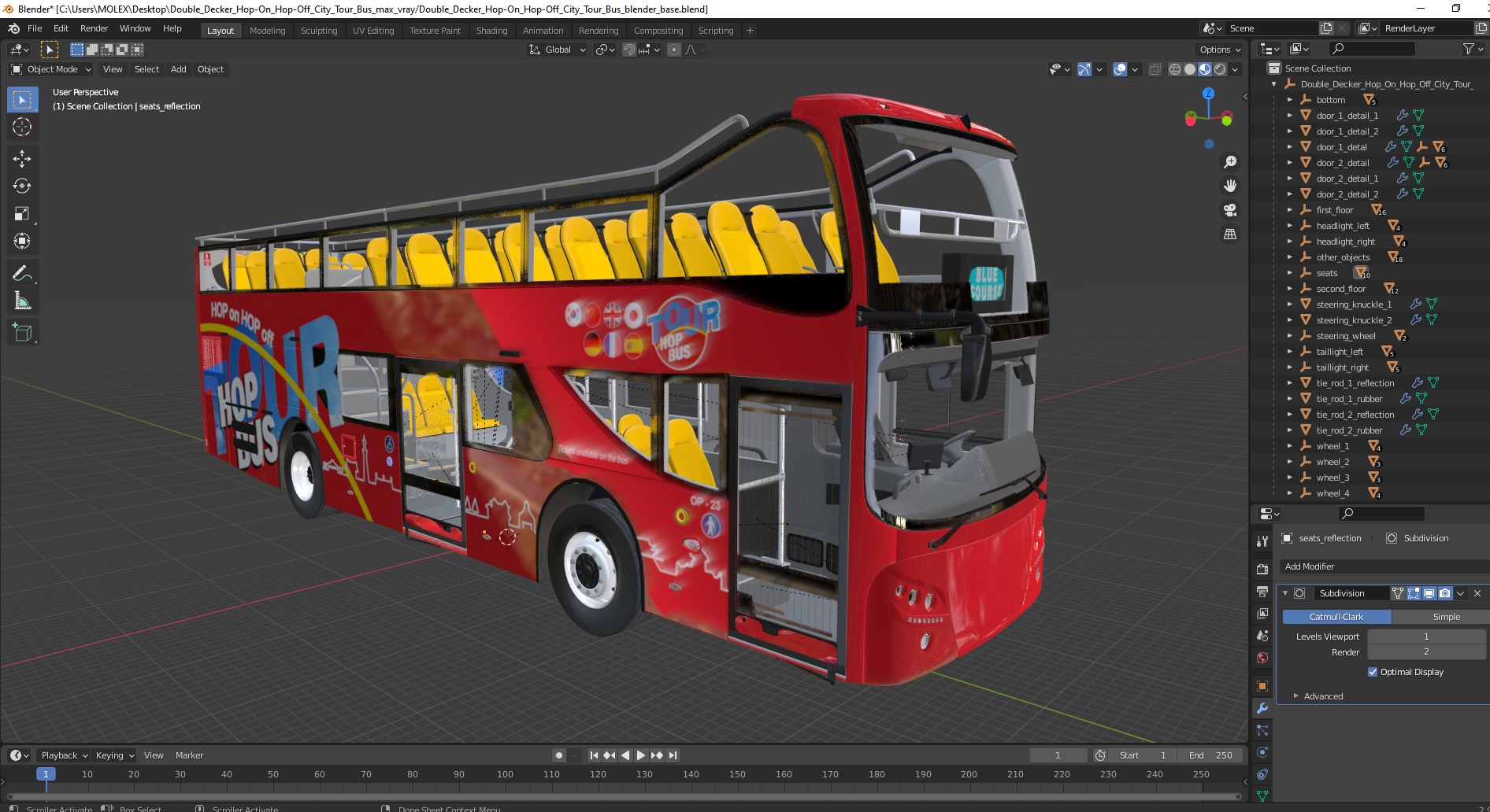 Double Decker Hop-On Hop-Off City Tour Bus 3D