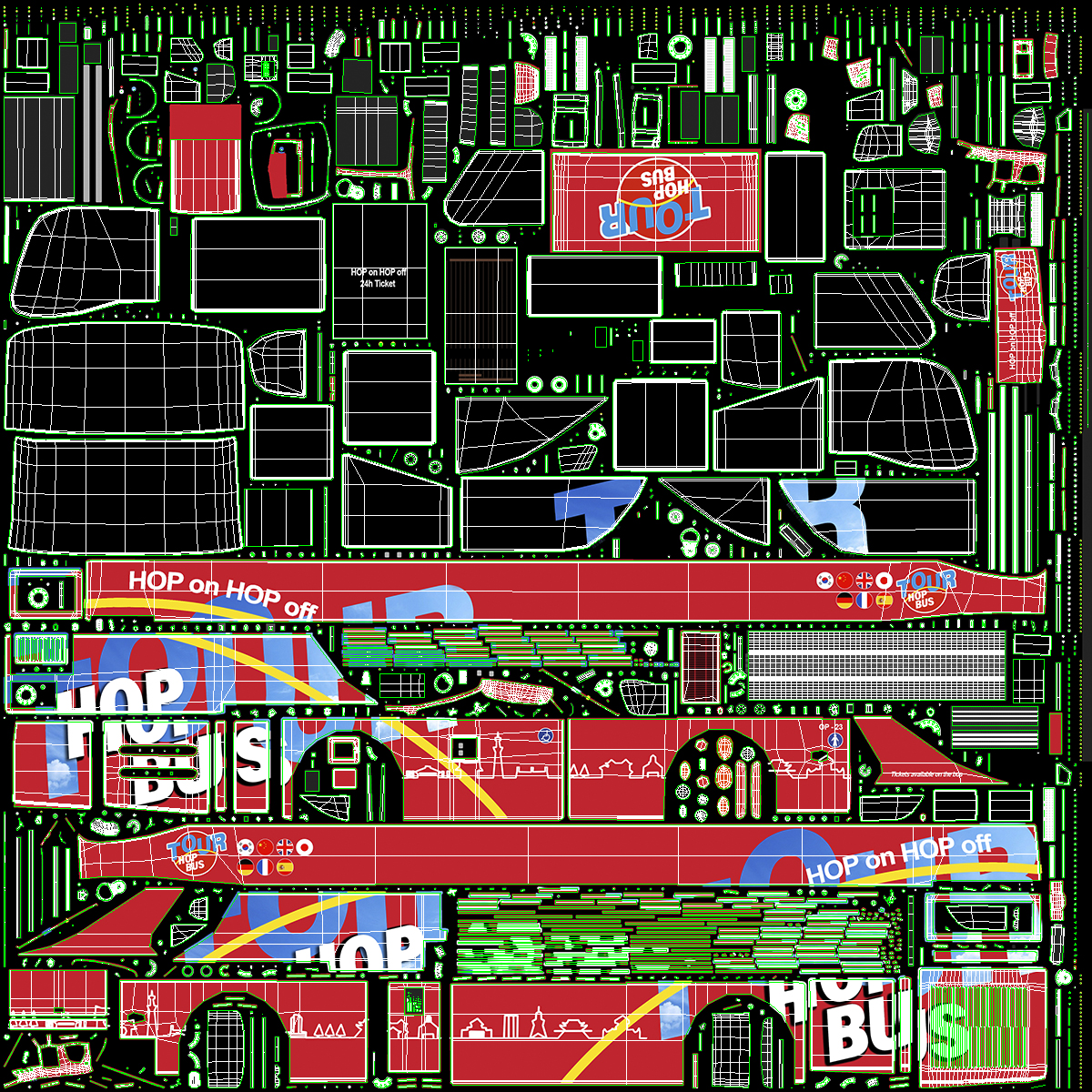 Double Decker Hop-On Hop-Off City Tour Bus 3D