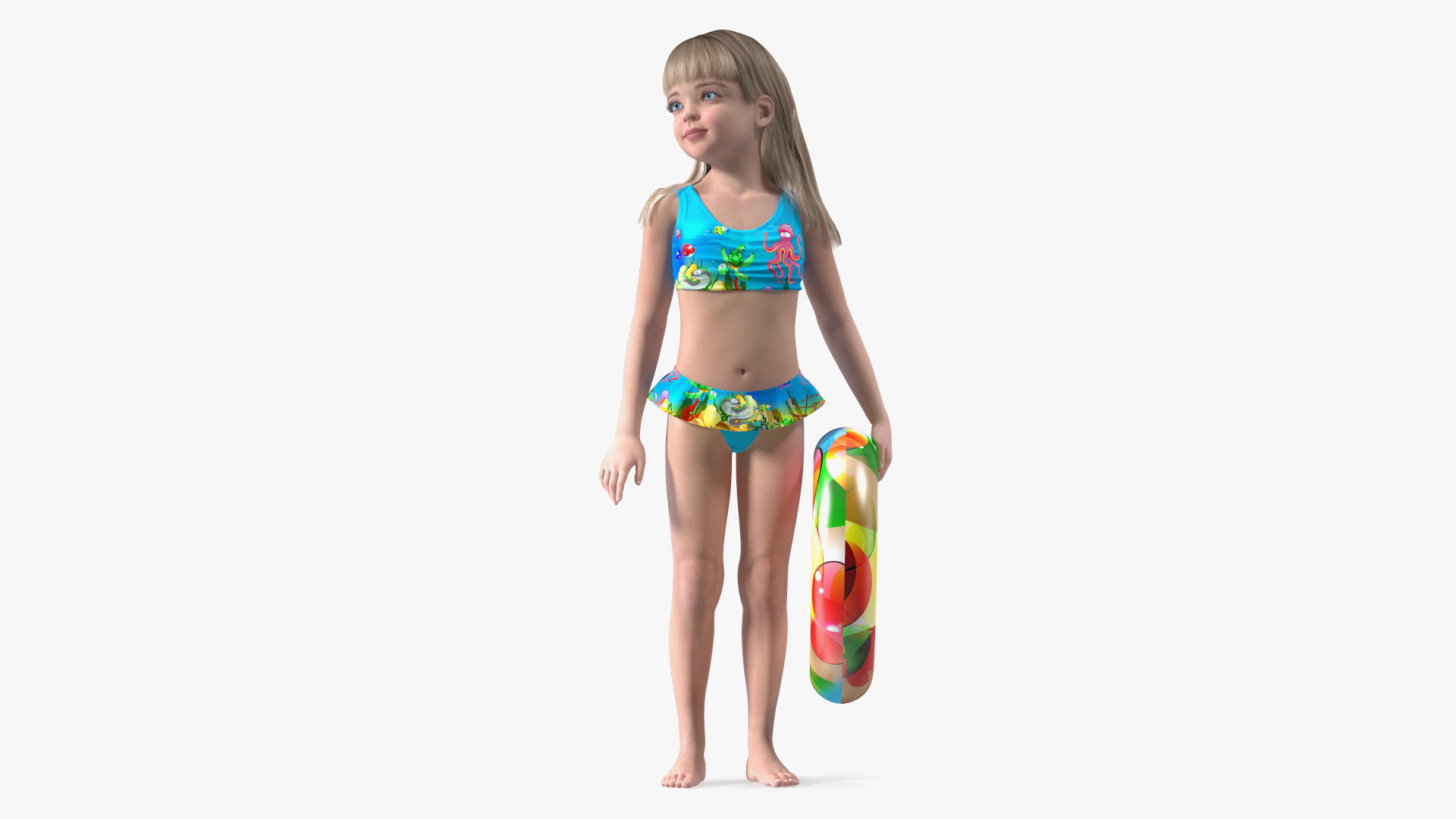 3D Standing Child Girl Beach Style