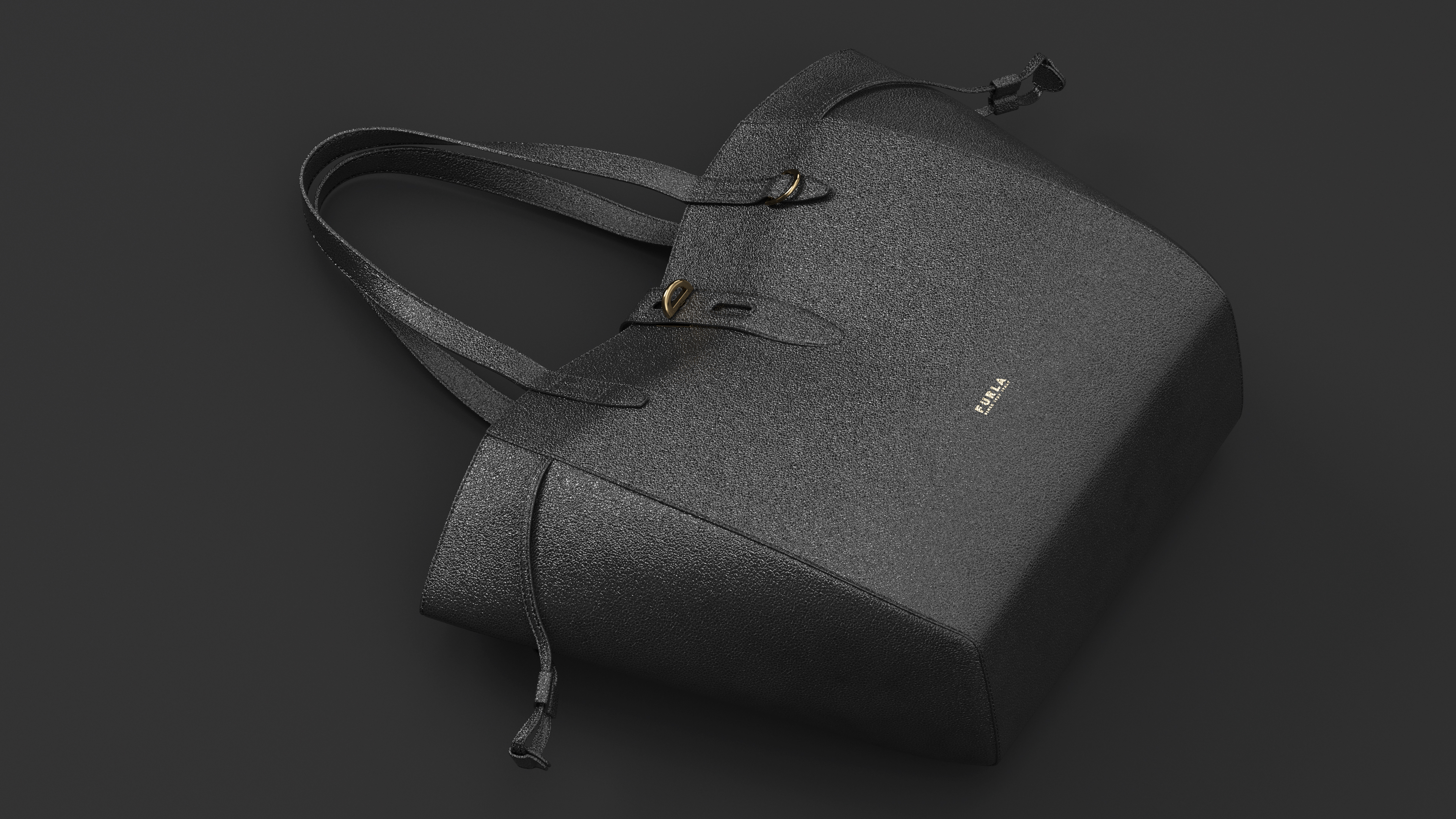 3D model Leather Net Shopper Bag Furla Black