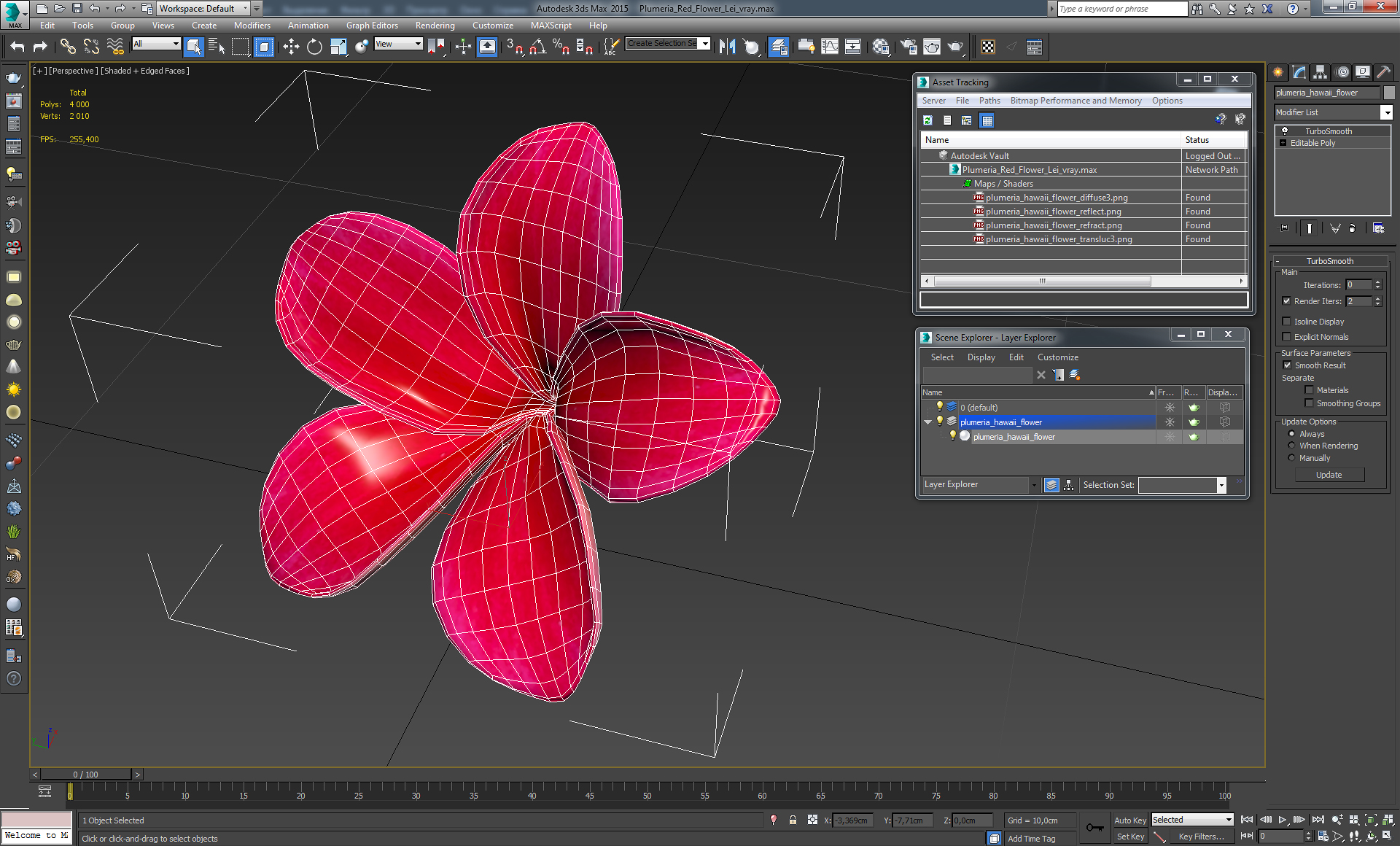 3D Plumeria Red Flower Lei model