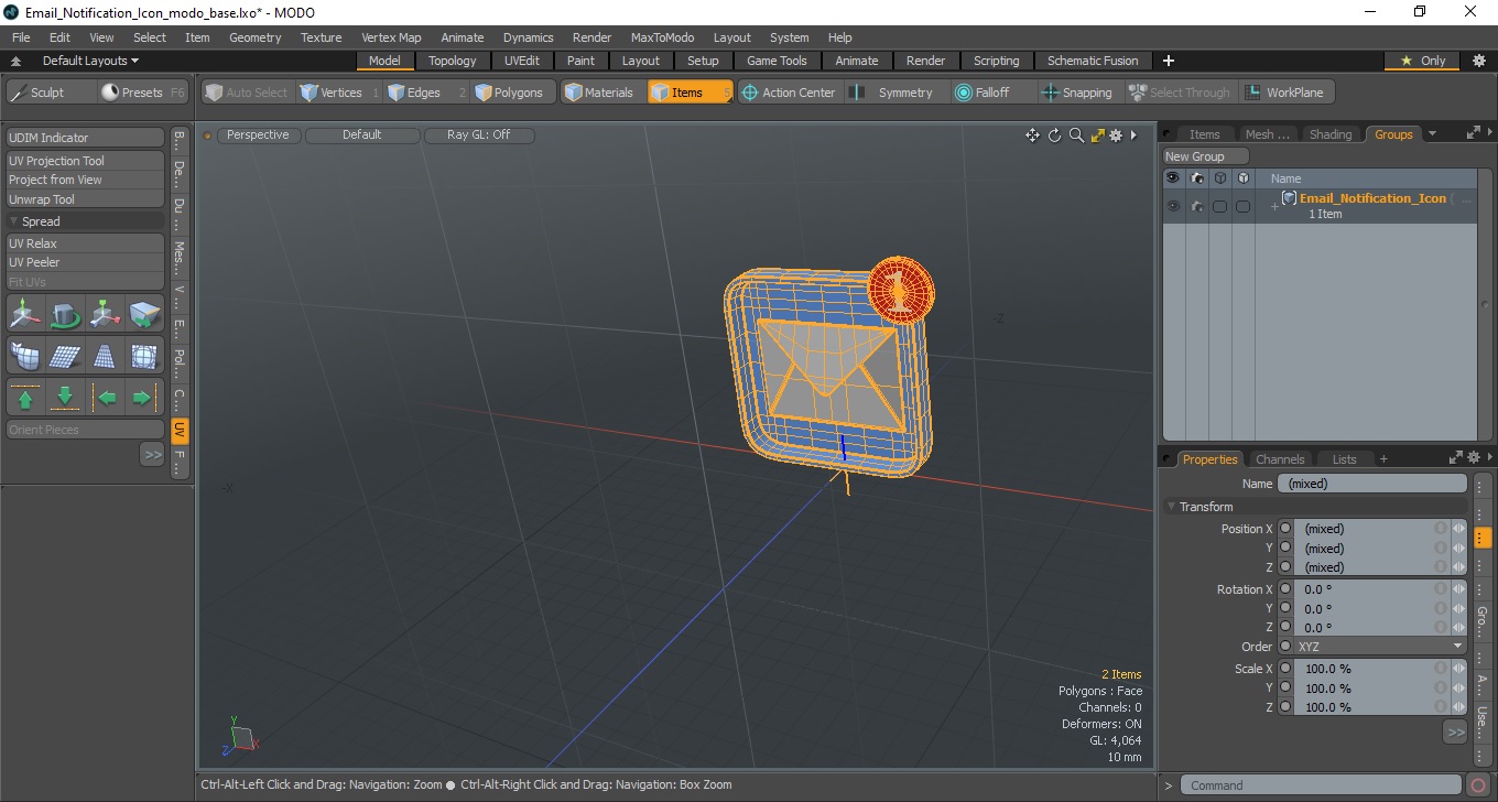 3D Email Notification Icon model