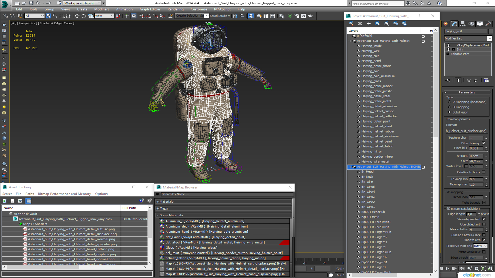 3D model Astronaut Suit Haiying with Helmet Rigged for Maya