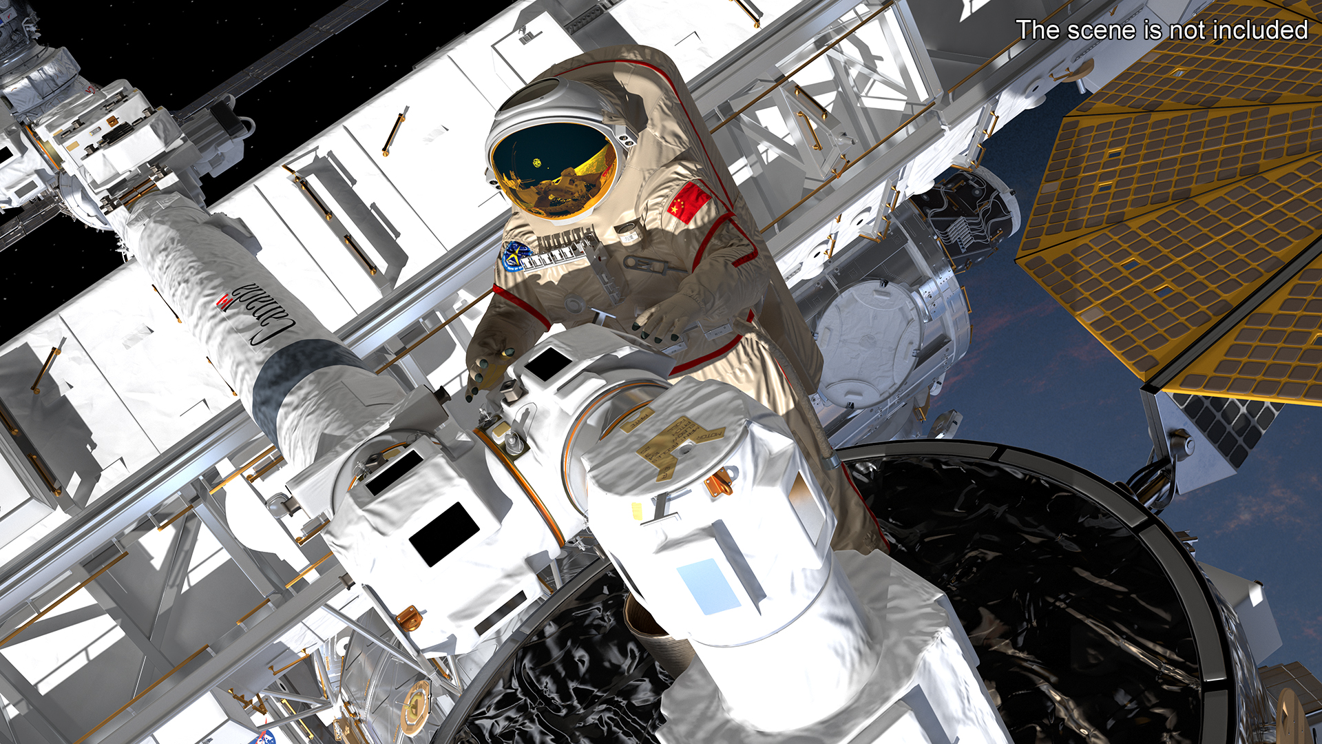 3D model Astronaut Suit Haiying with Helmet Rigged for Maya