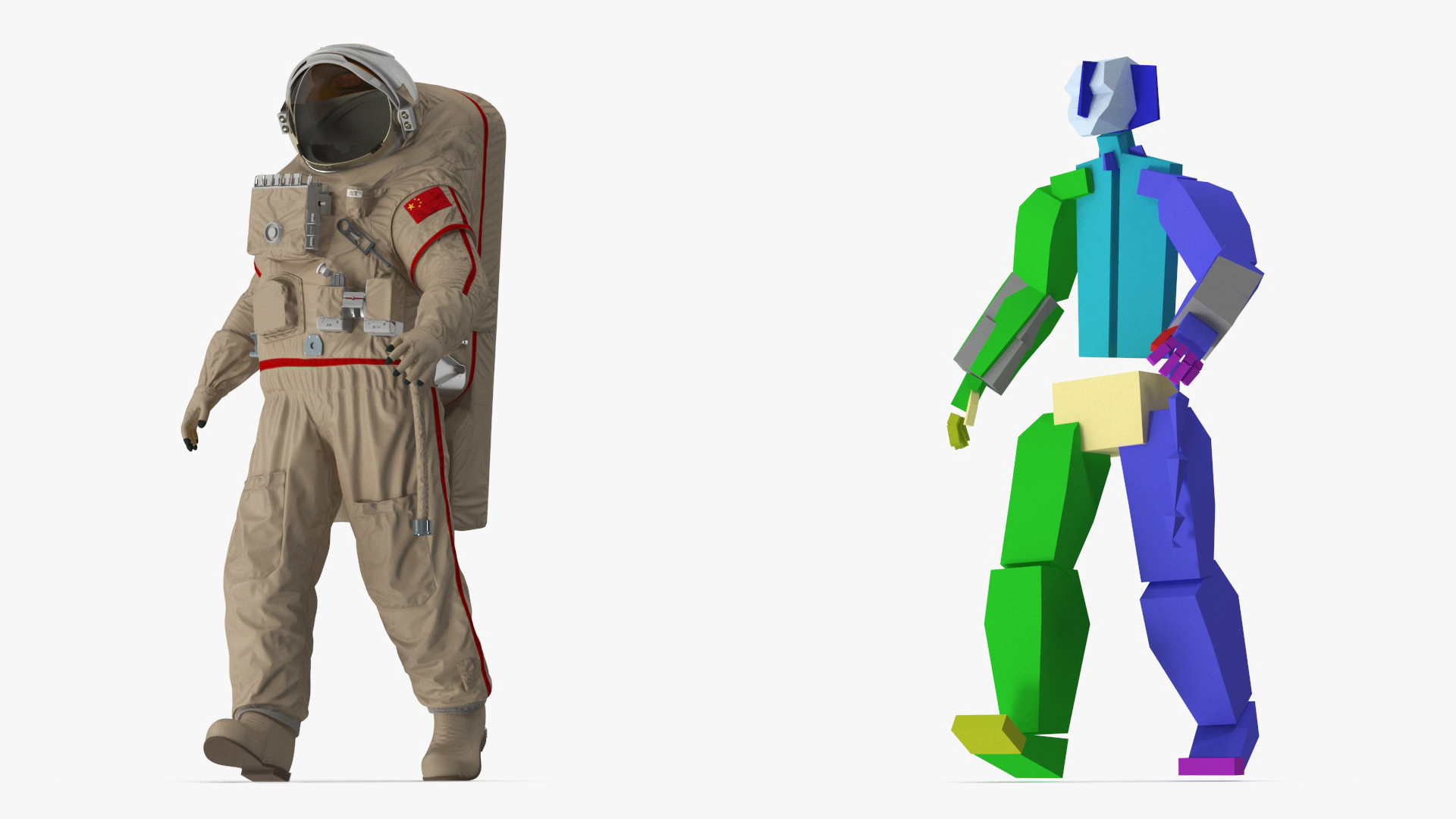 3D model Astronaut Suit Haiying with Helmet Rigged for Maya
