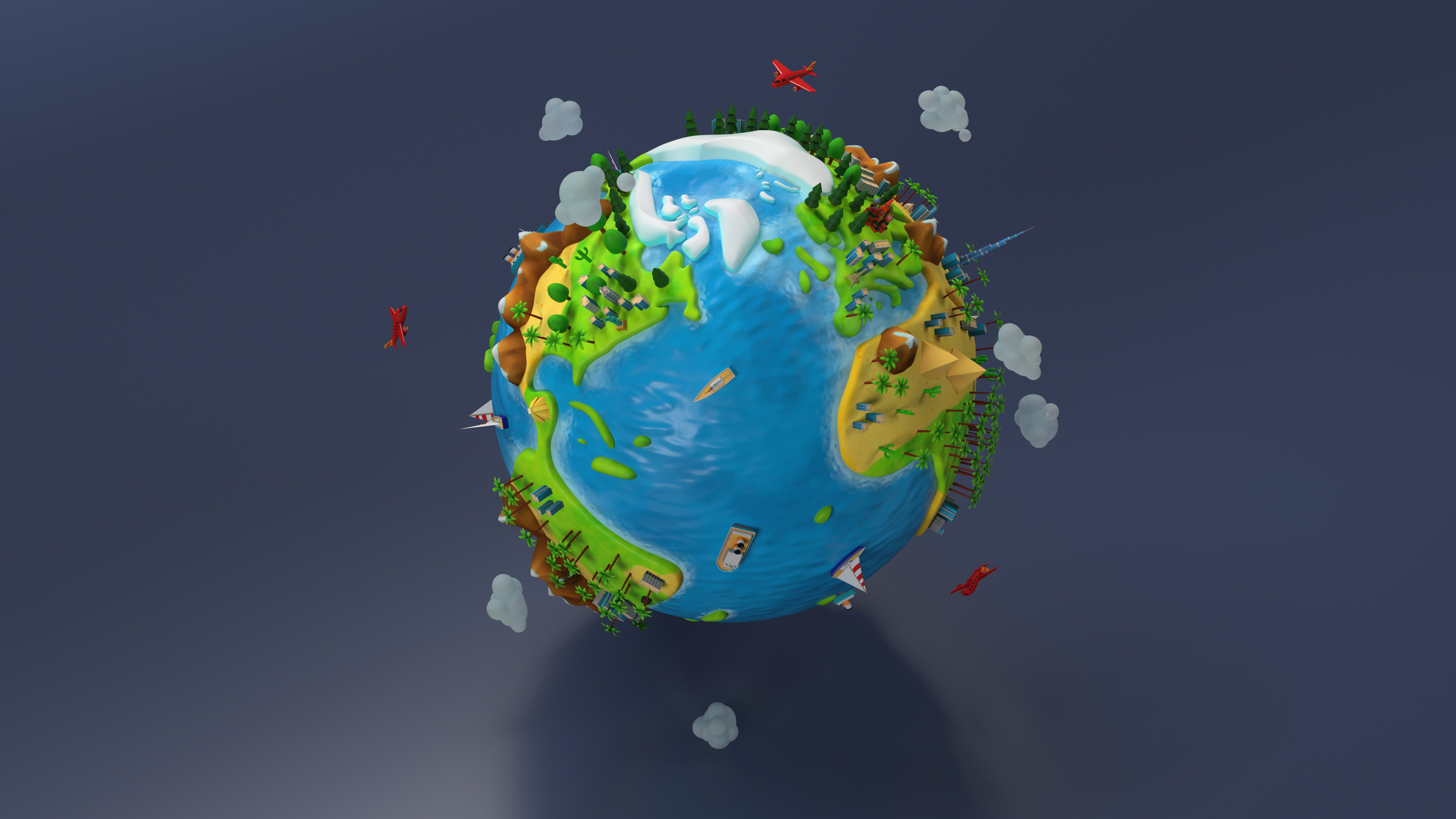 Stylized Cartoon Miniature Earth 3D