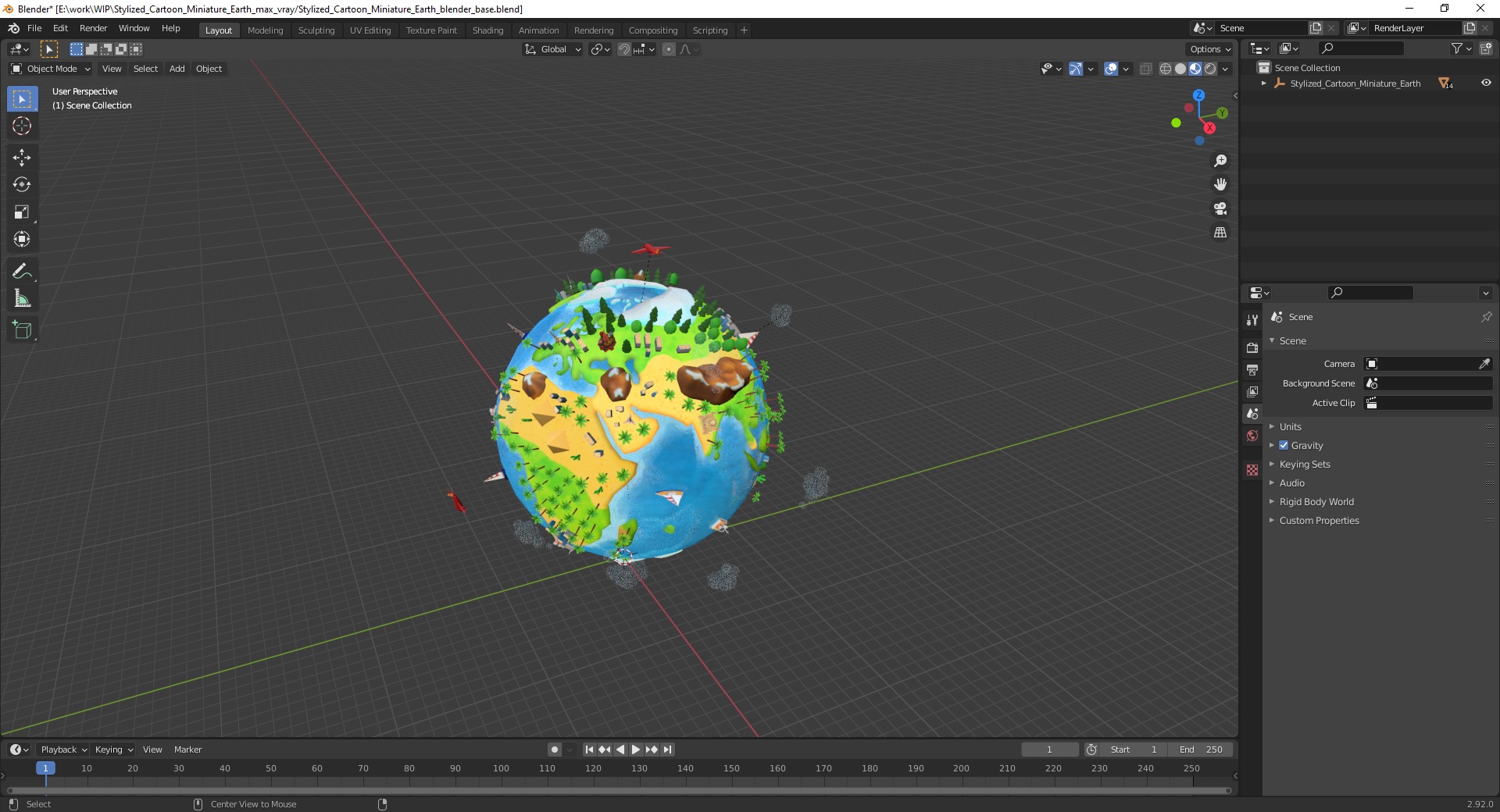 Stylized Cartoon Miniature Earth 3D