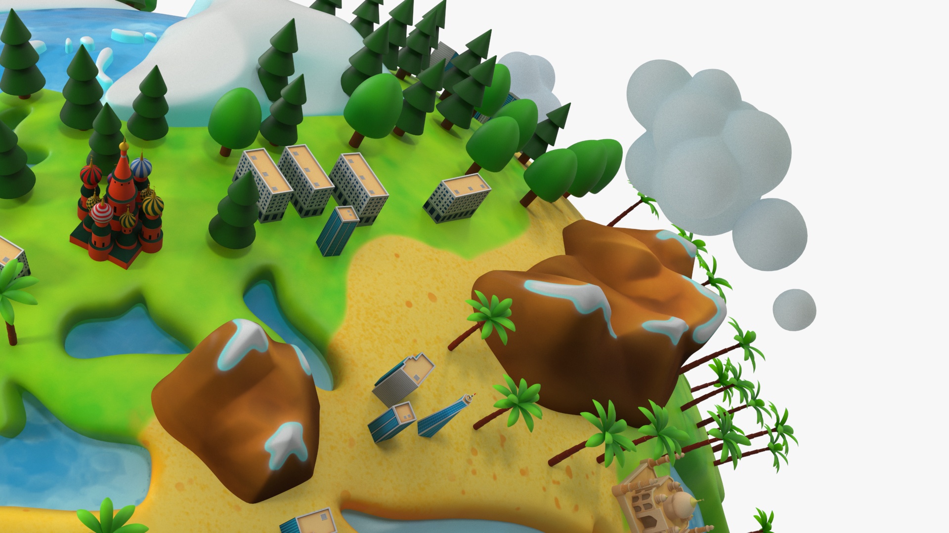 Stylized Cartoon Miniature Earth 3D