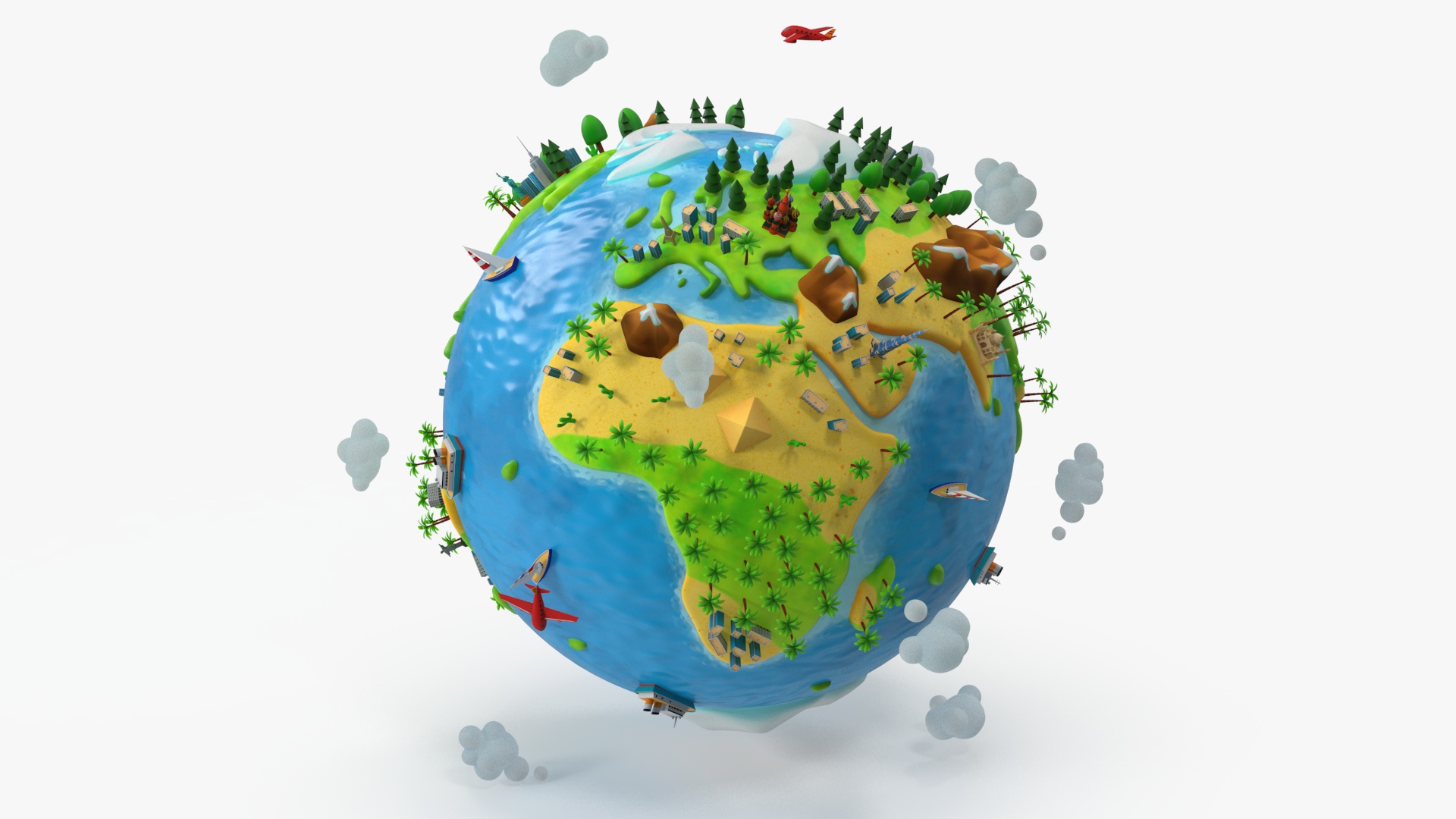Stylized Cartoon Miniature Earth 3D