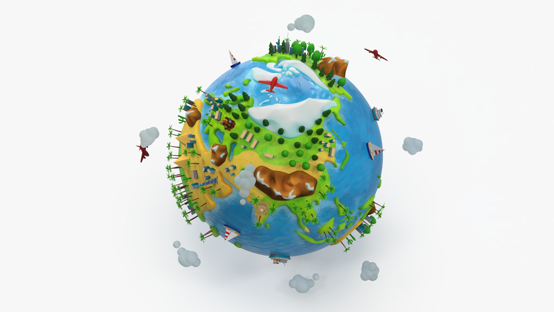 Stylized Cartoon Miniature Earth 3D