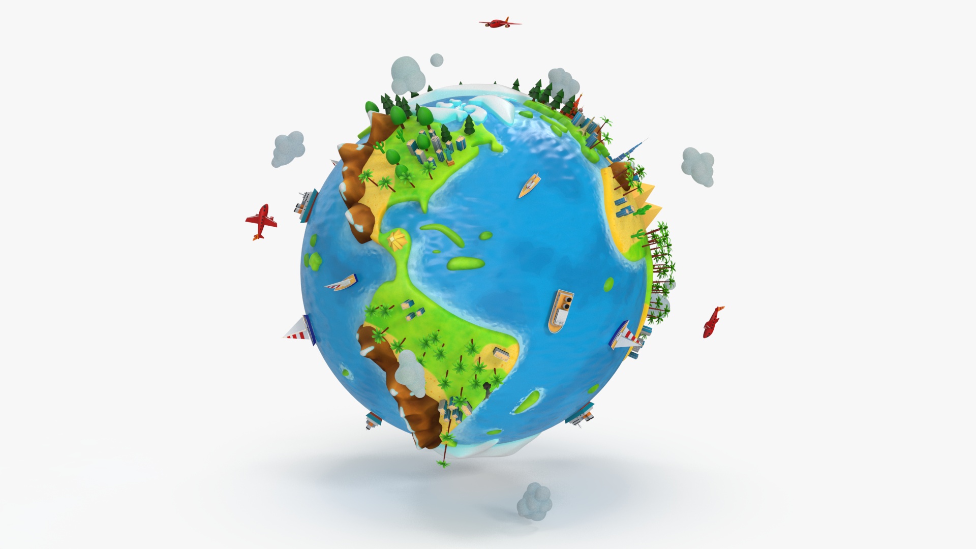 Stylized Cartoon Miniature Earth 3D