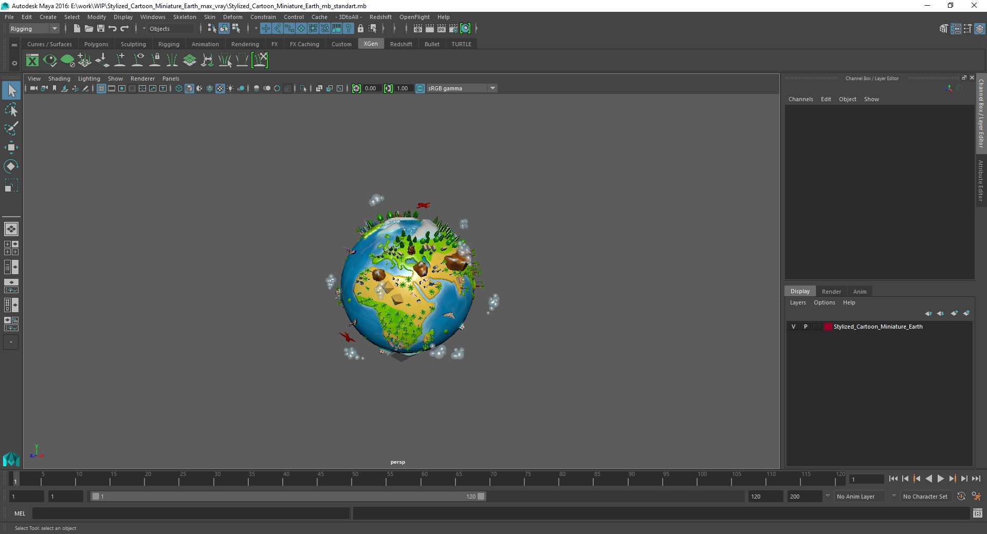 Stylized Cartoon Miniature Earth 3D