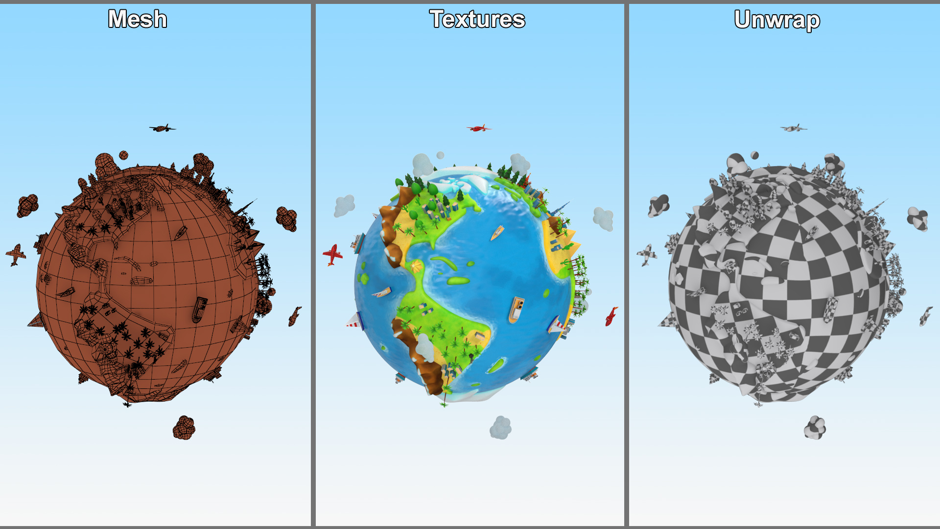 Stylized Cartoon Miniature Earth 3D