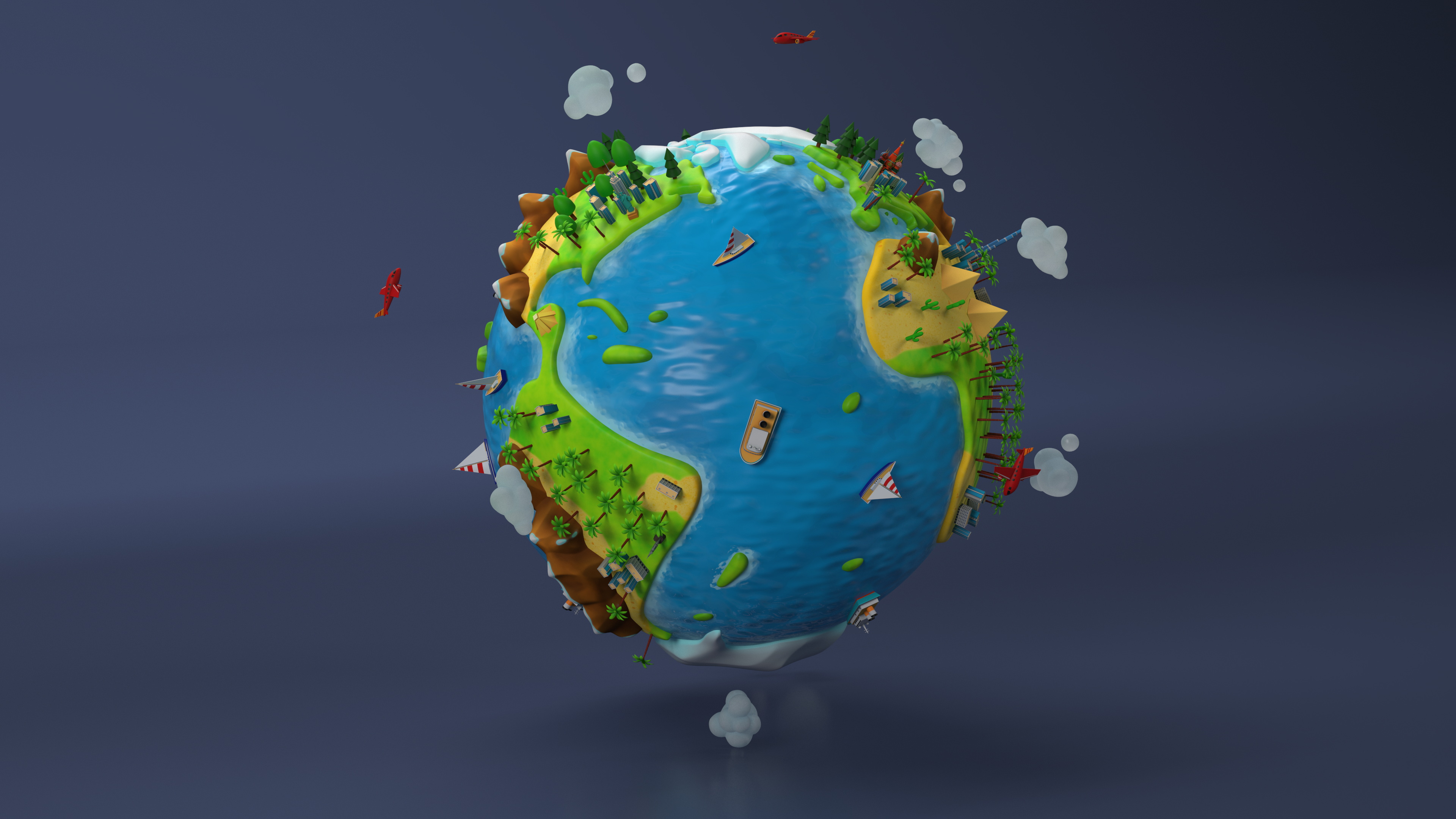 Stylized Cartoon Miniature Earth 3D