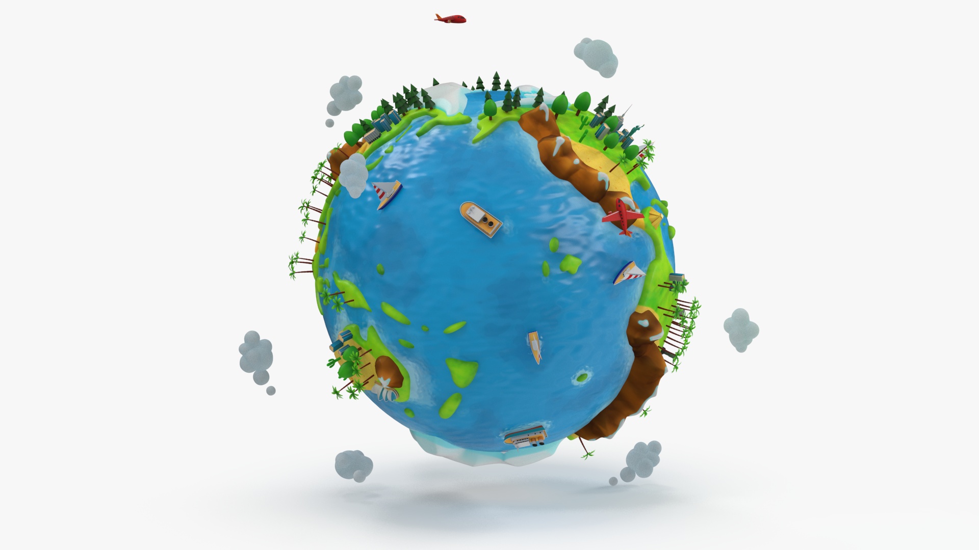 Stylized Cartoon Miniature Earth 3D