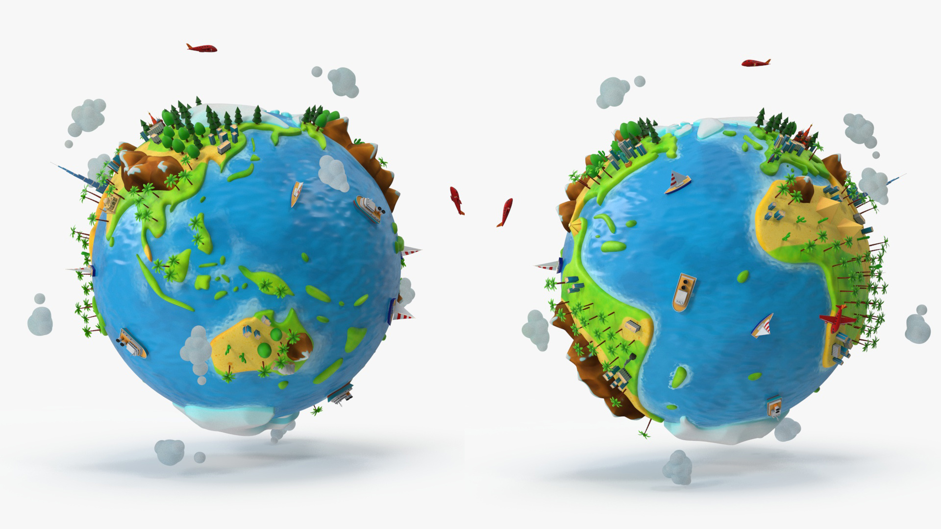 Stylized Cartoon Miniature Earth 3D