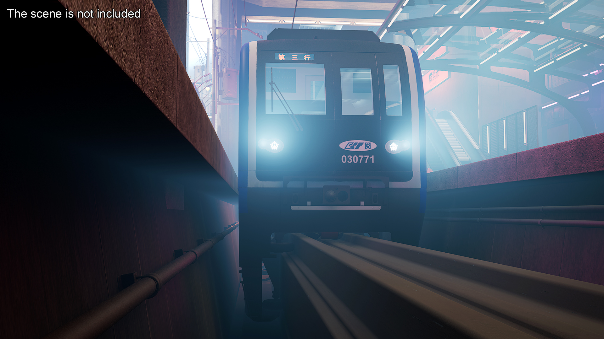 3D model Chongqing Monorail Train Head and Passenger Cars Rigged