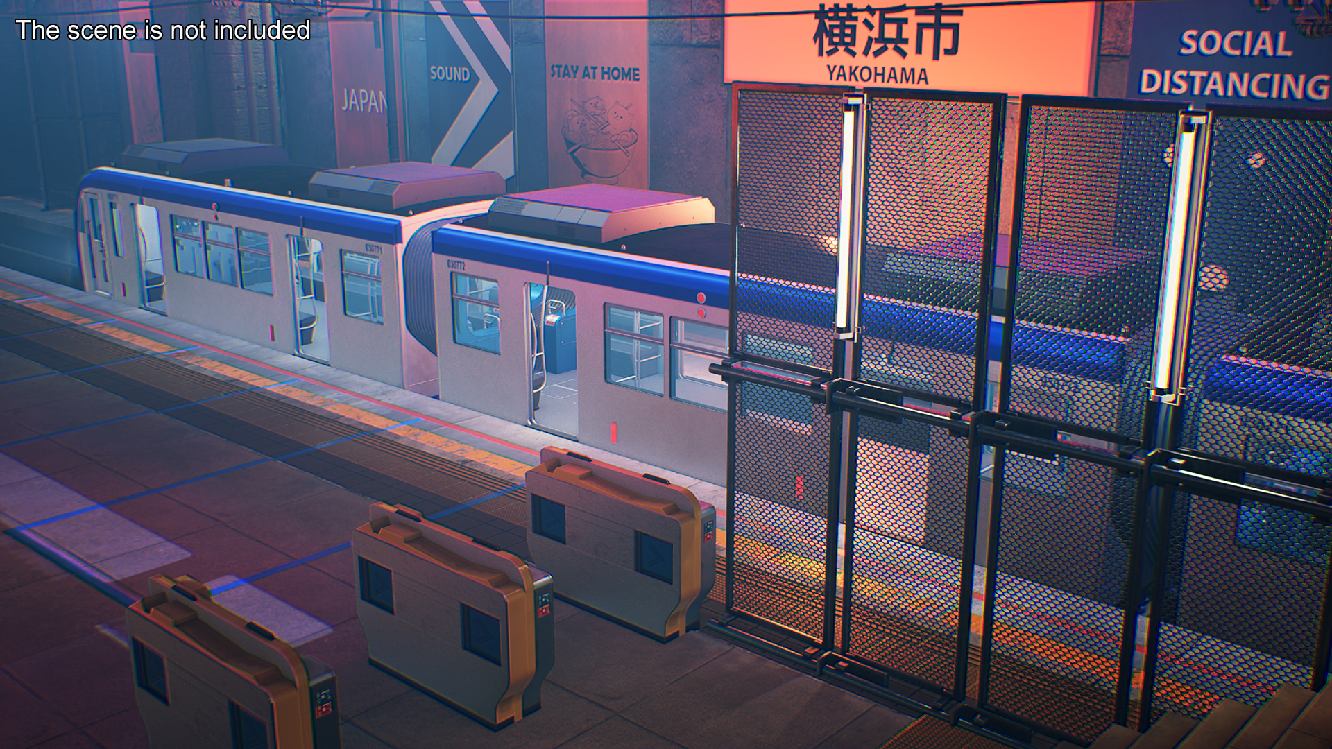 3D model Chongqing Monorail Train Head and Passenger Cars Rigged