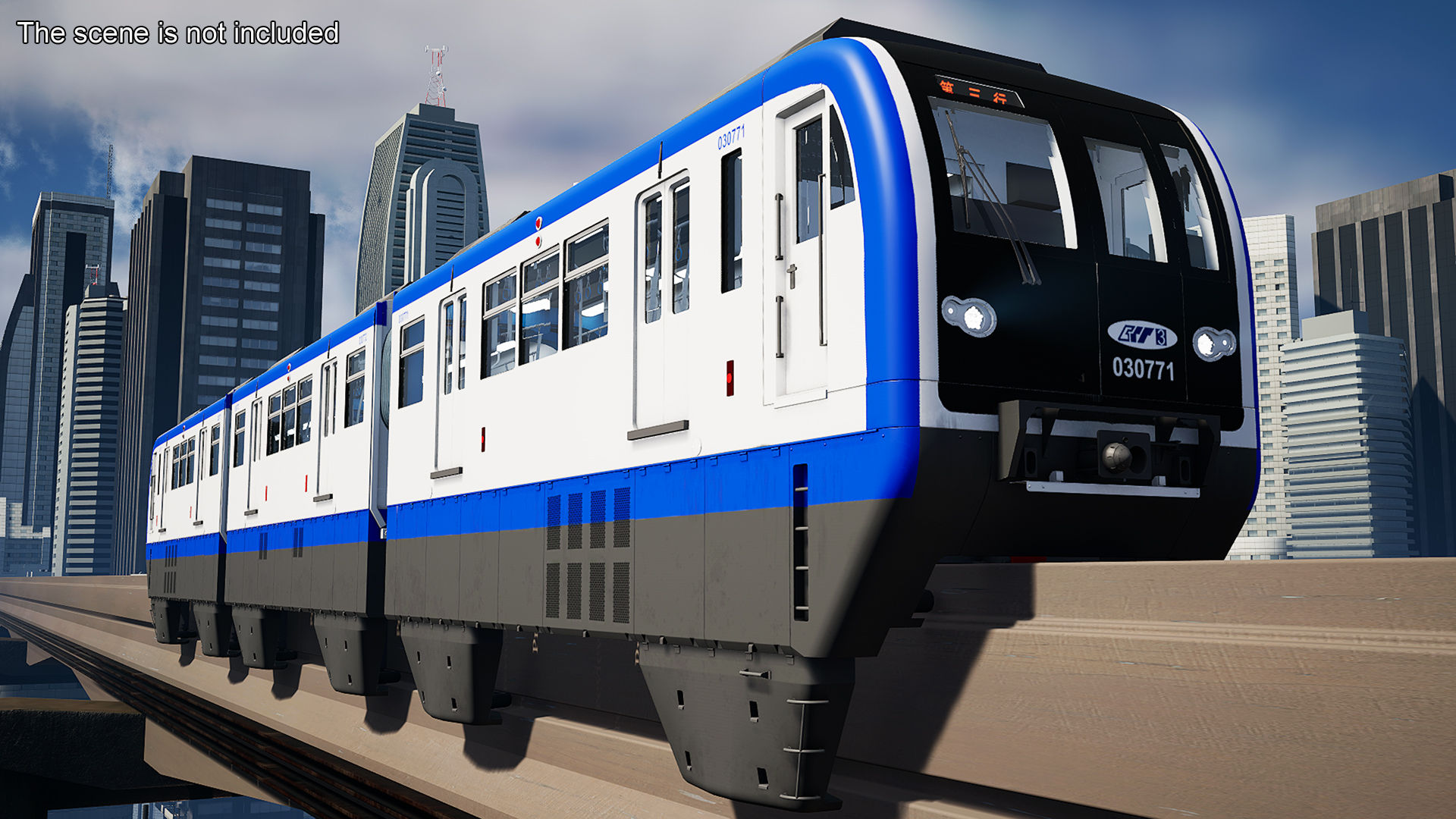 3D model Chongqing Monorail Train Head and Passenger Cars Rigged