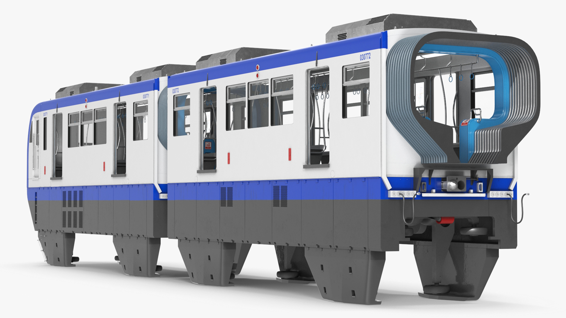 3D model Chongqing Monorail Train Head and Passenger Cars Rigged