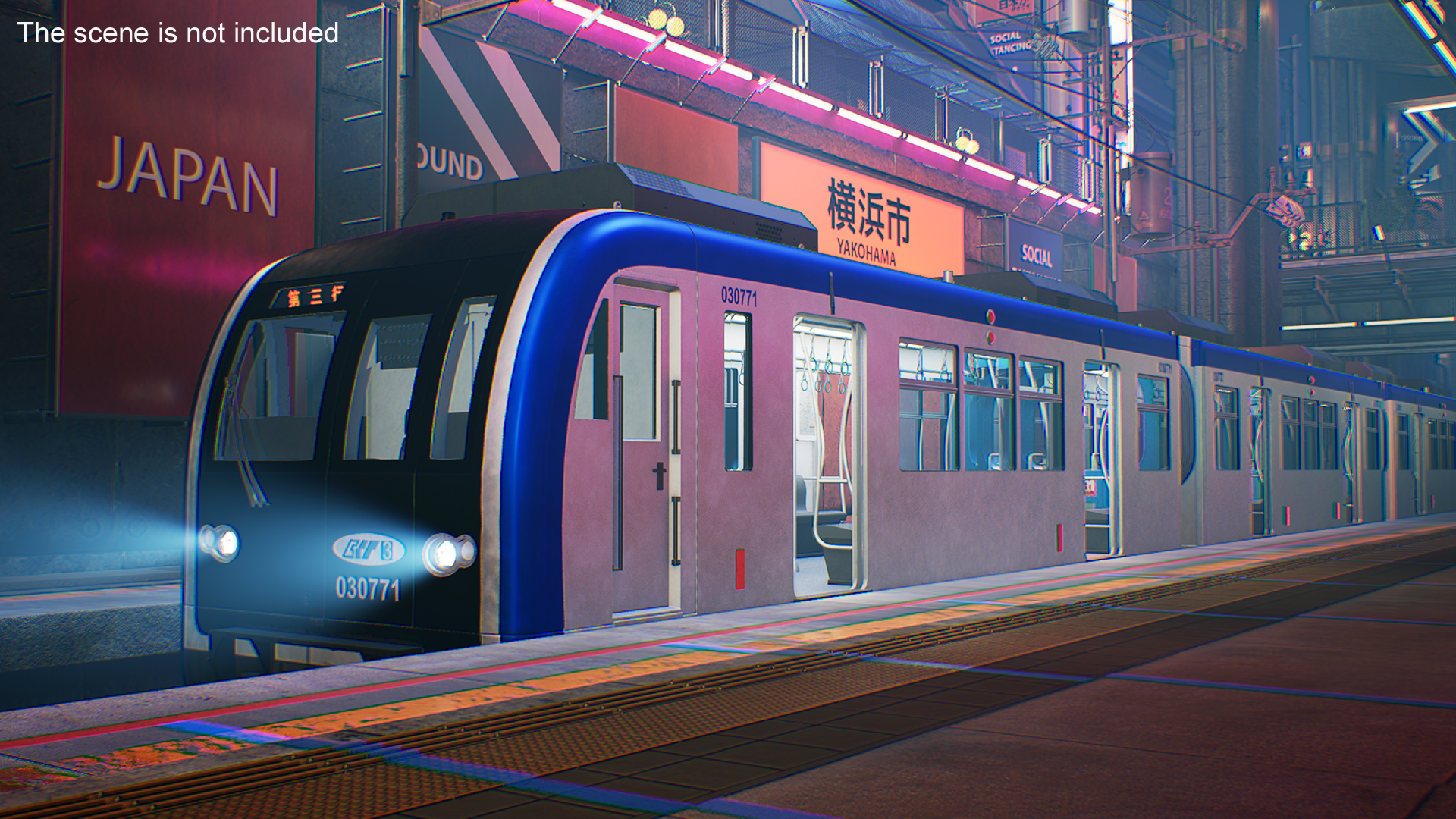 3D model Chongqing Monorail Train Head and Passenger Cars Rigged