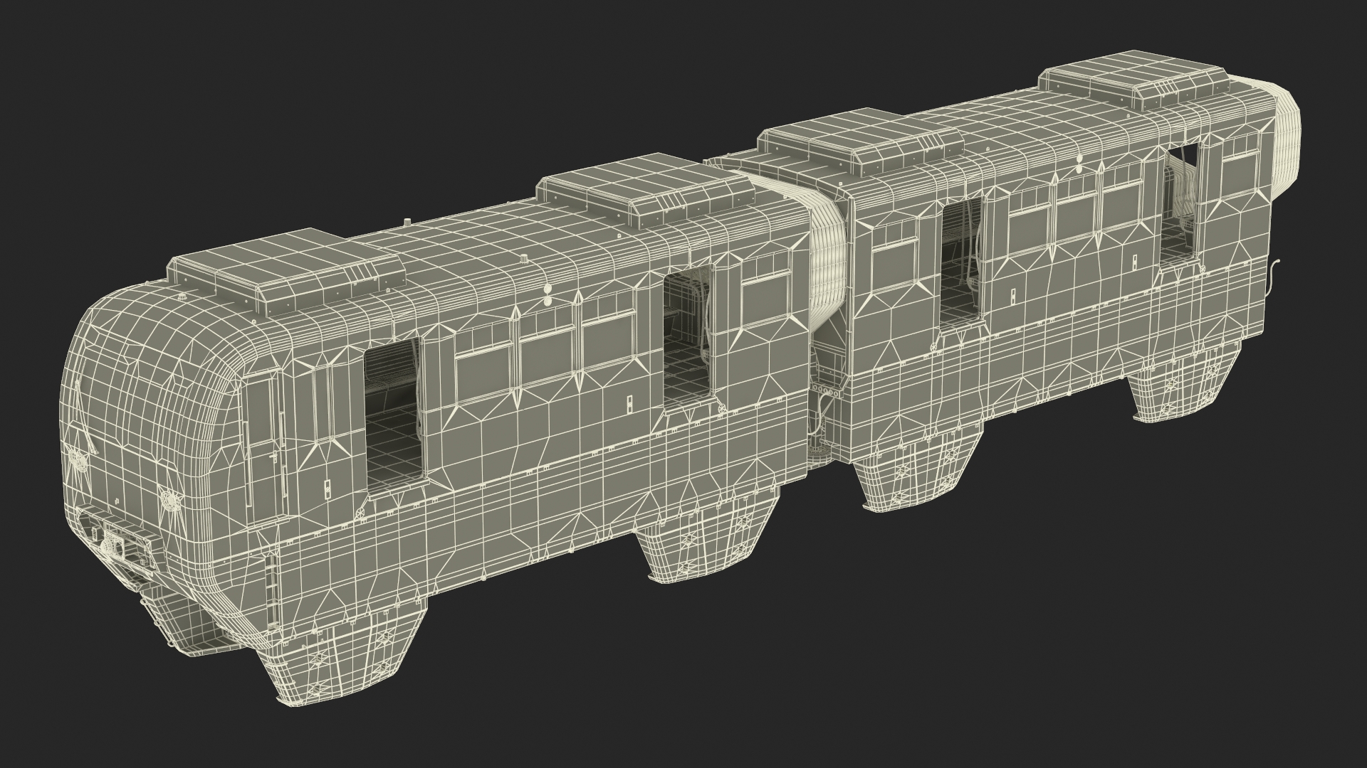 3D model Chongqing Monorail Train Head and Passenger Cars Rigged