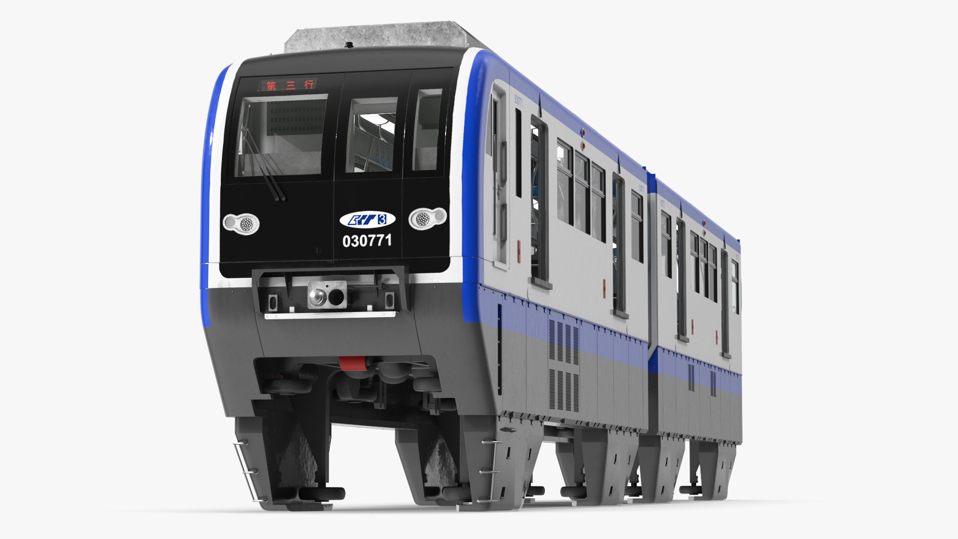 3D model Chongqing Monorail Train Head and Passenger Cars Rigged