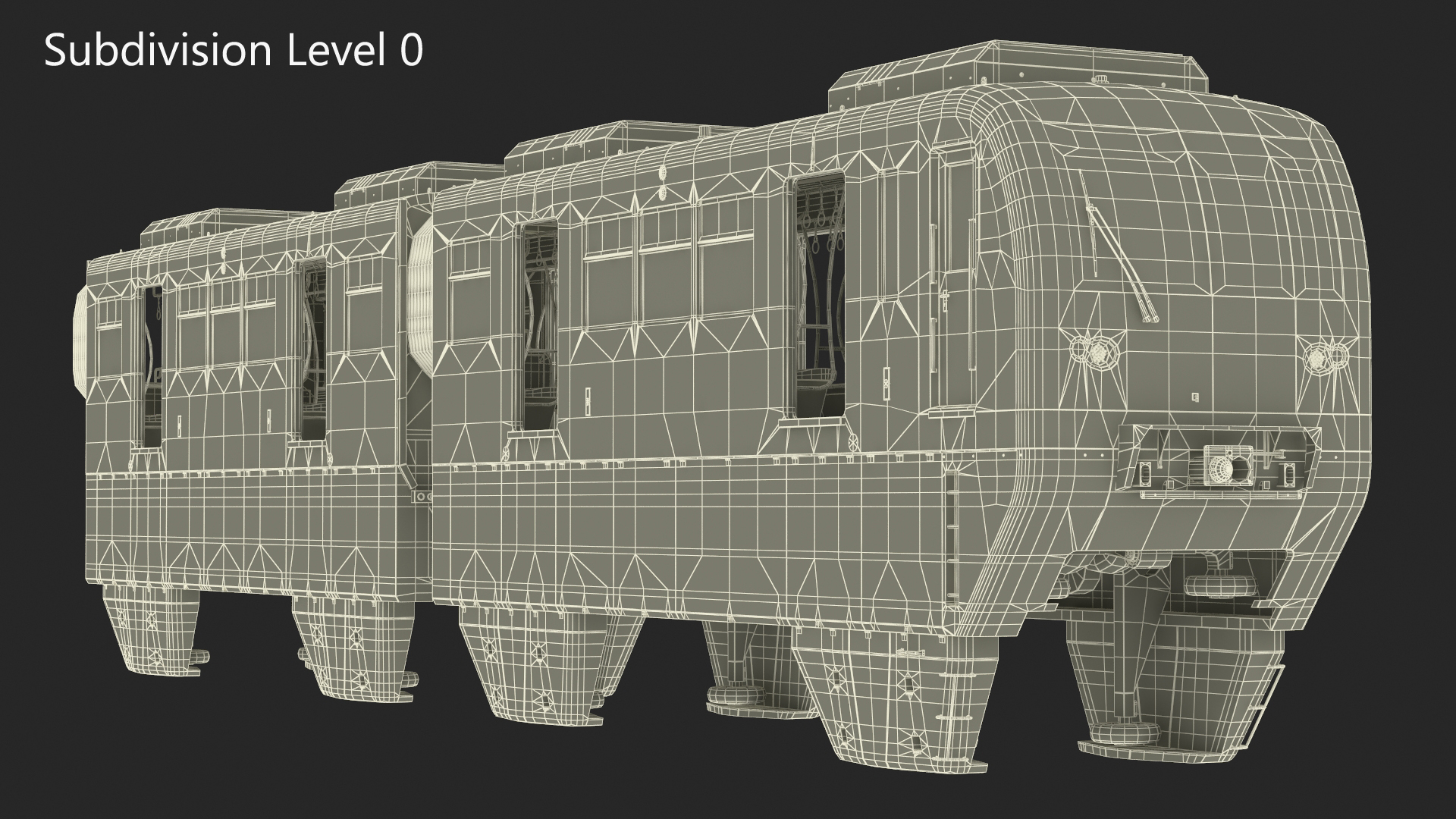 3D model Chongqing Monorail Train Head and Passenger Cars Rigged