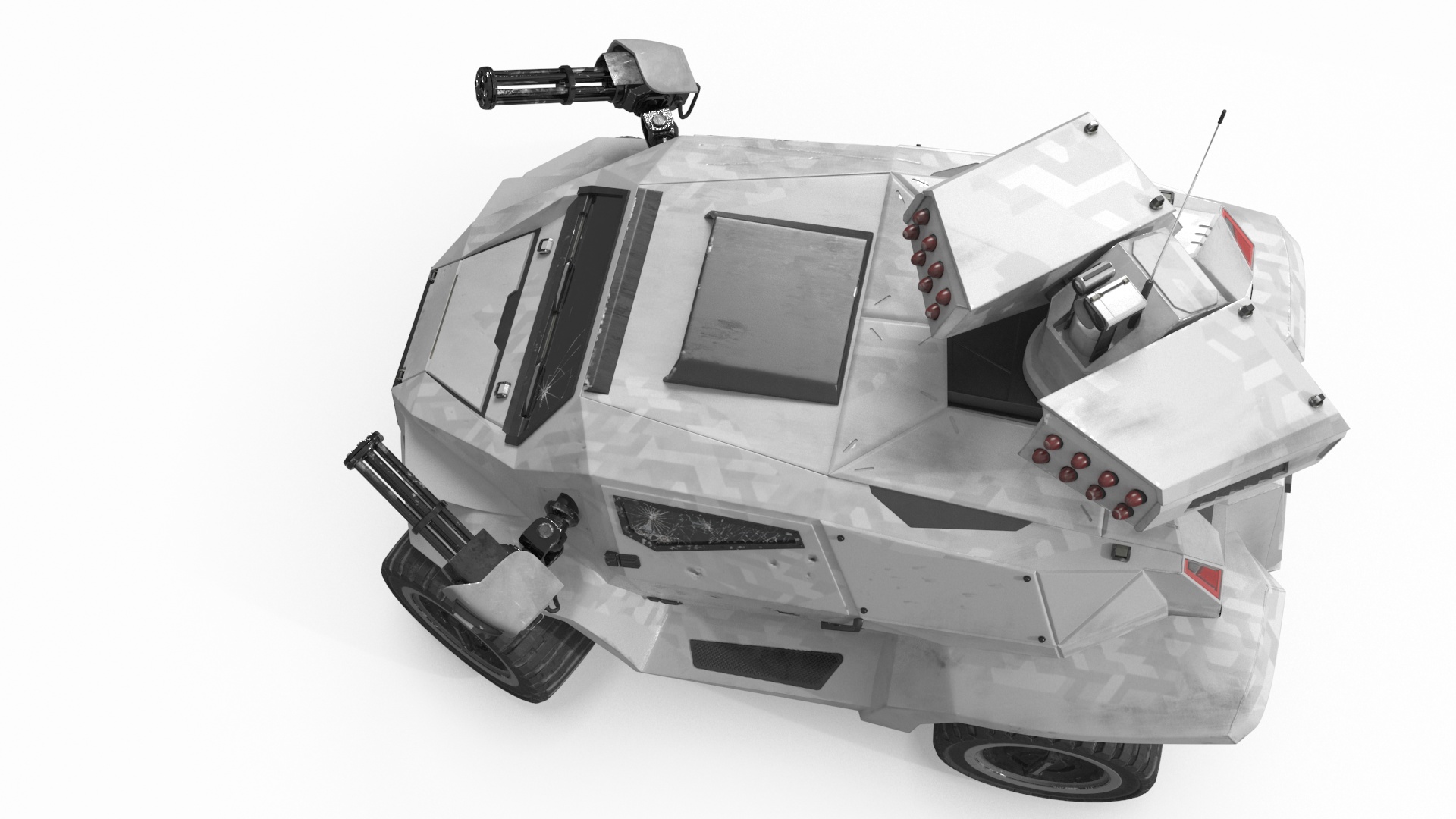 3D model Old Fantastic War Vehicle Winter Color Rigged