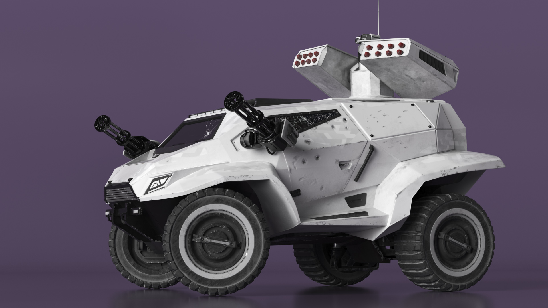 3D model Old Fantastic War Vehicle Winter Color Rigged