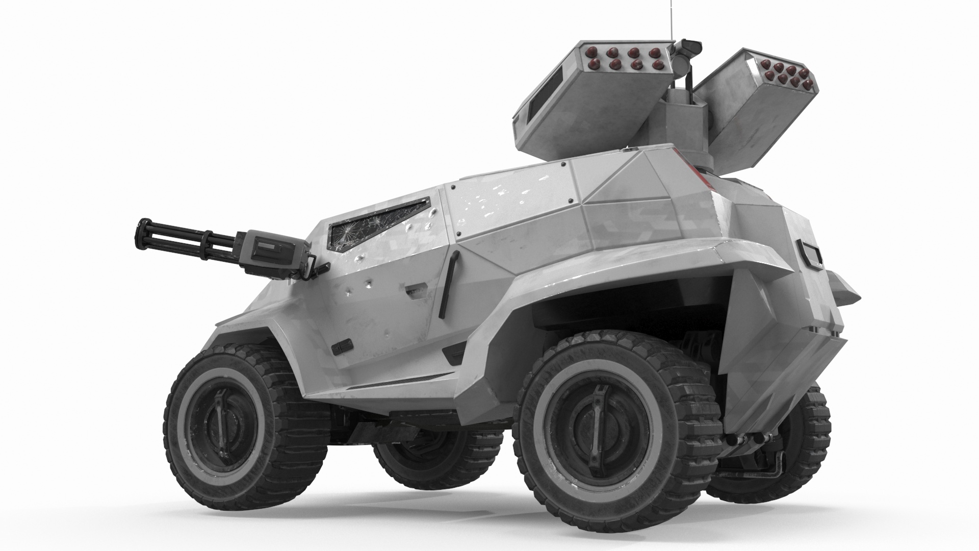 3D model Old Fantastic War Vehicle Winter Color Rigged
