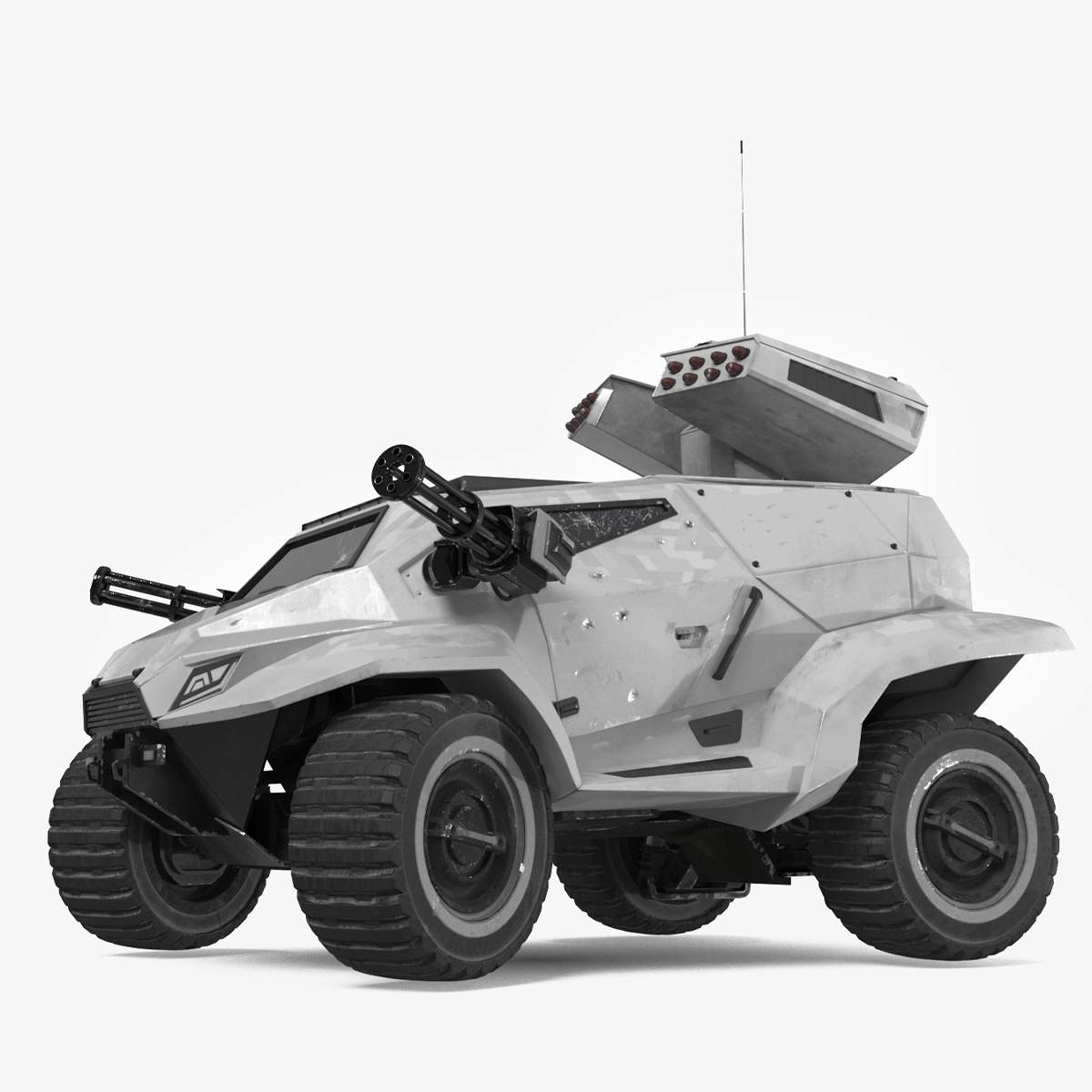 3D model Old Fantastic War Vehicle Winter Color Rigged