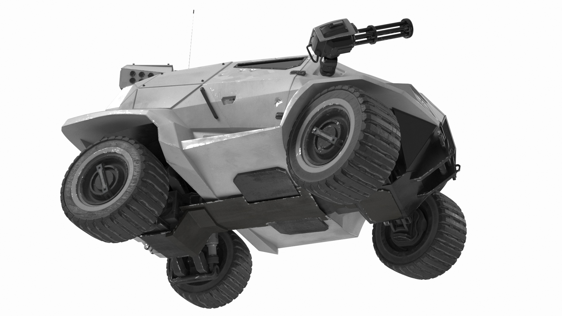 3D model Old Fantastic War Vehicle Winter Color Rigged