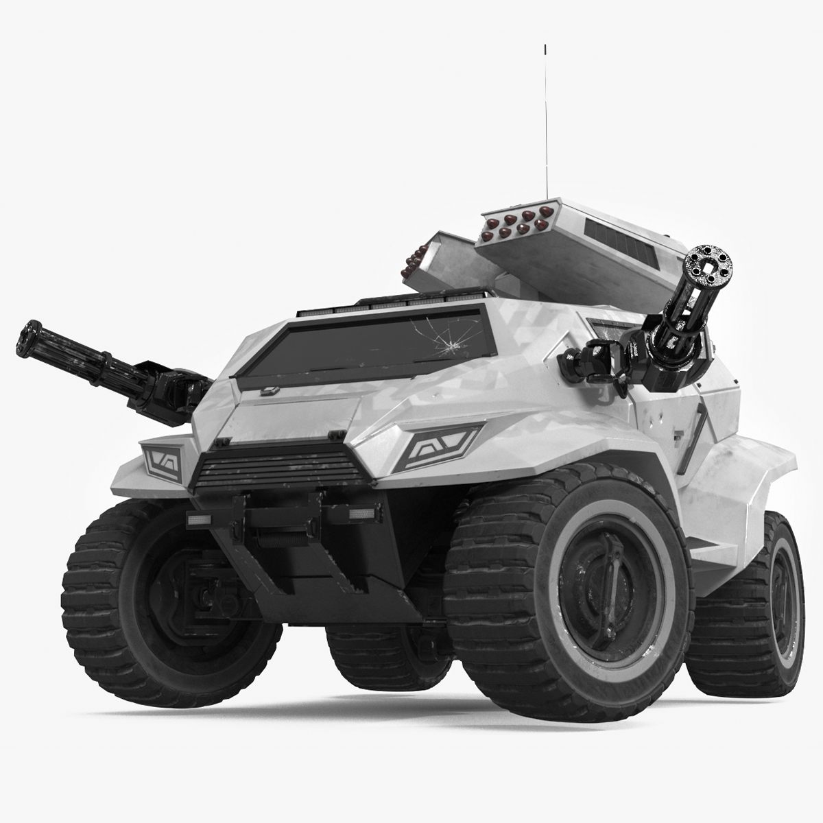 3D model Old Fantastic War Vehicle Winter Color Rigged