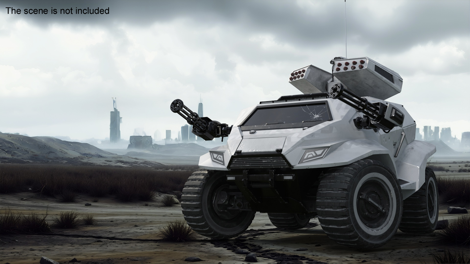 3D model Old Fantastic War Vehicle Winter Color Rigged
