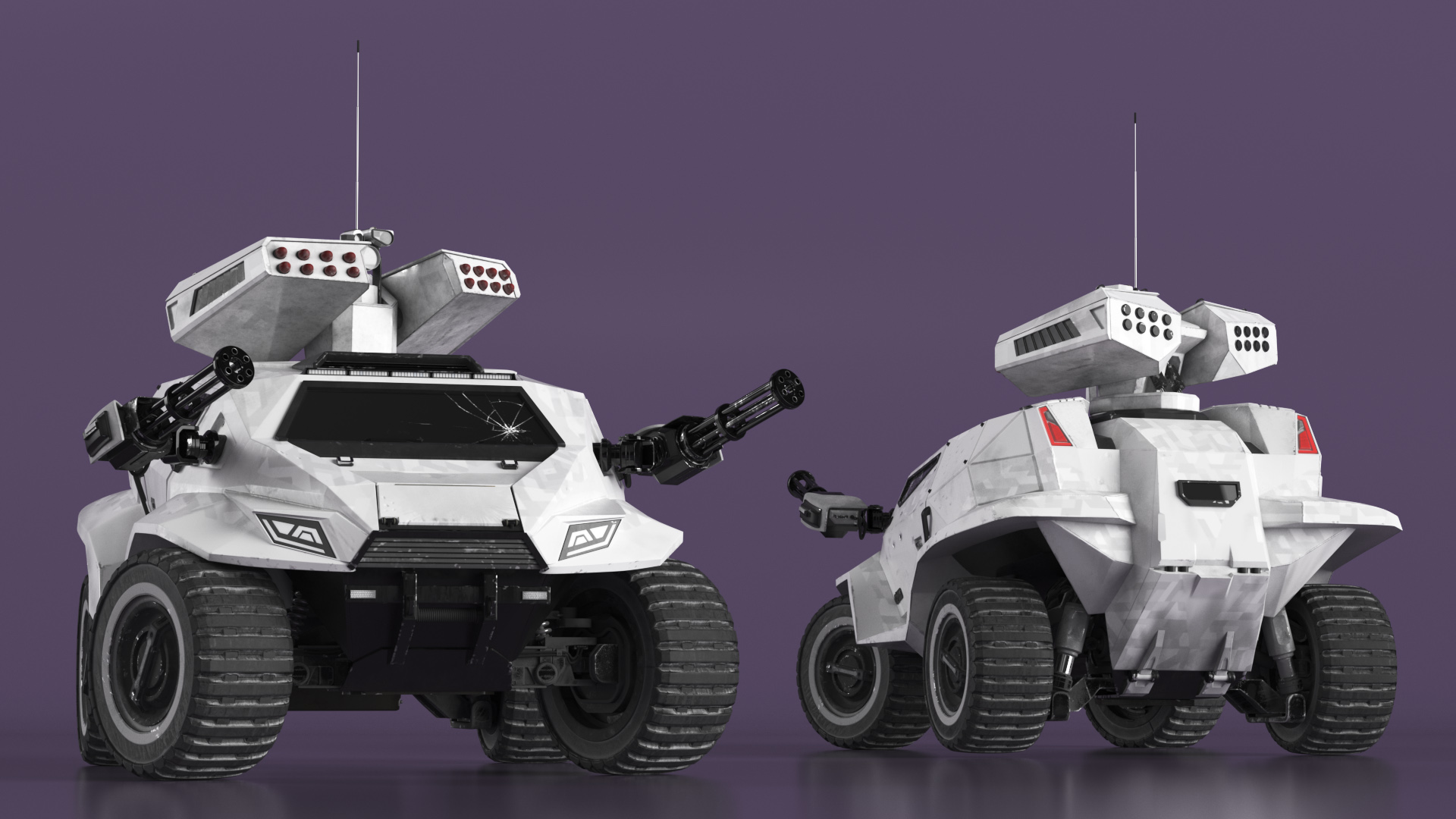 3D model Old Fantastic War Vehicle Winter Color Rigged