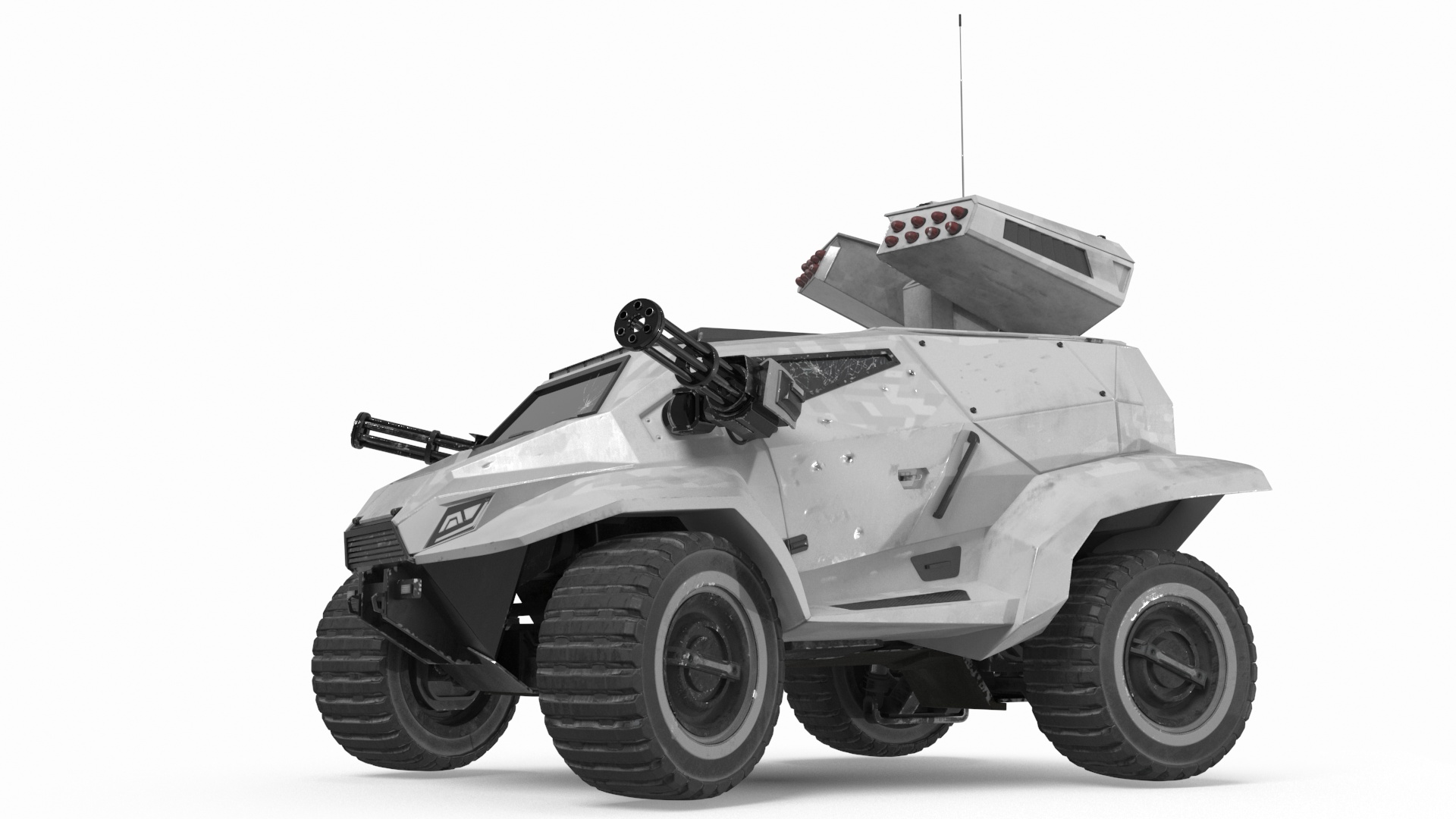 3D model Old Fantastic War Vehicle Winter Color Rigged