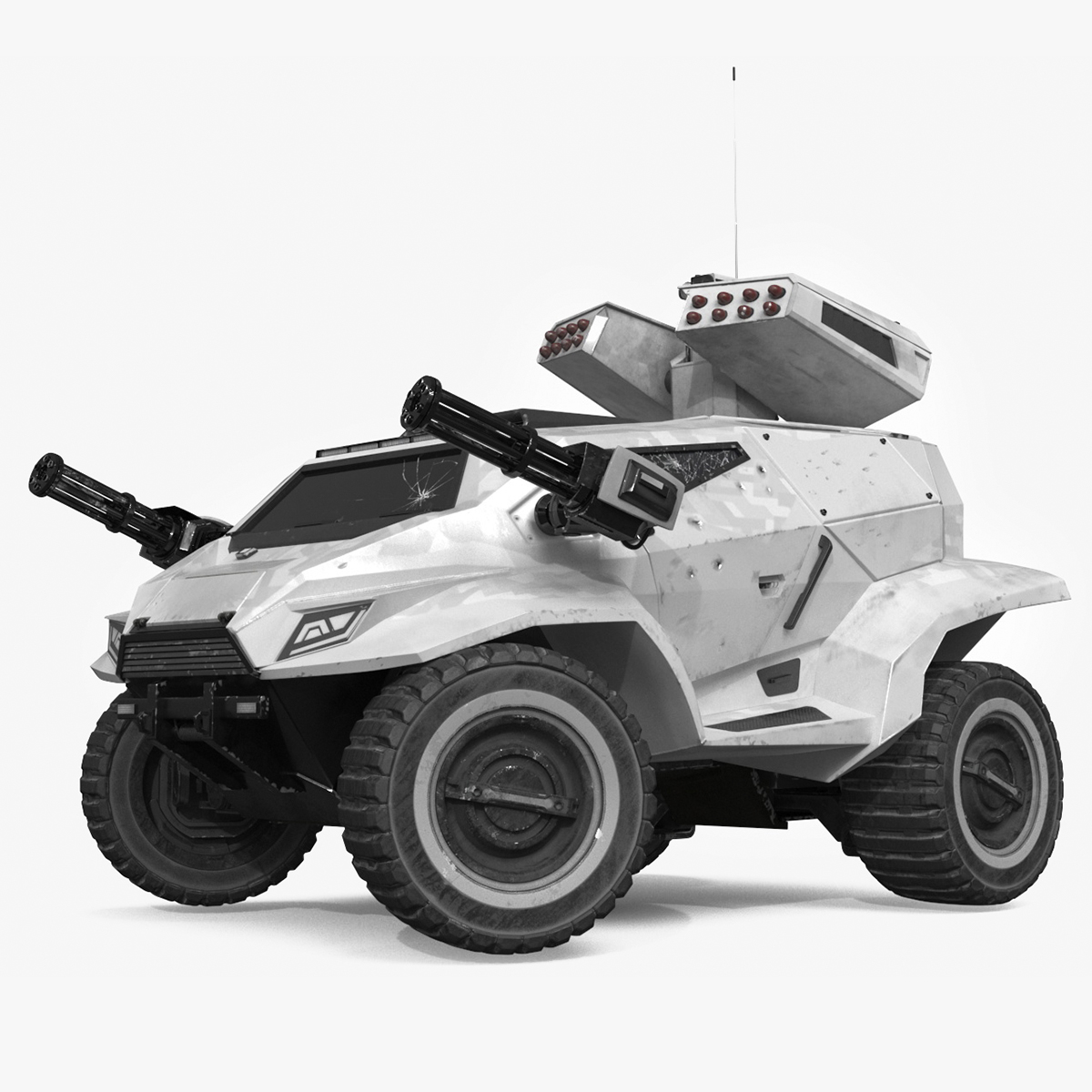3D model Old Fantastic War Vehicle Winter Color Rigged