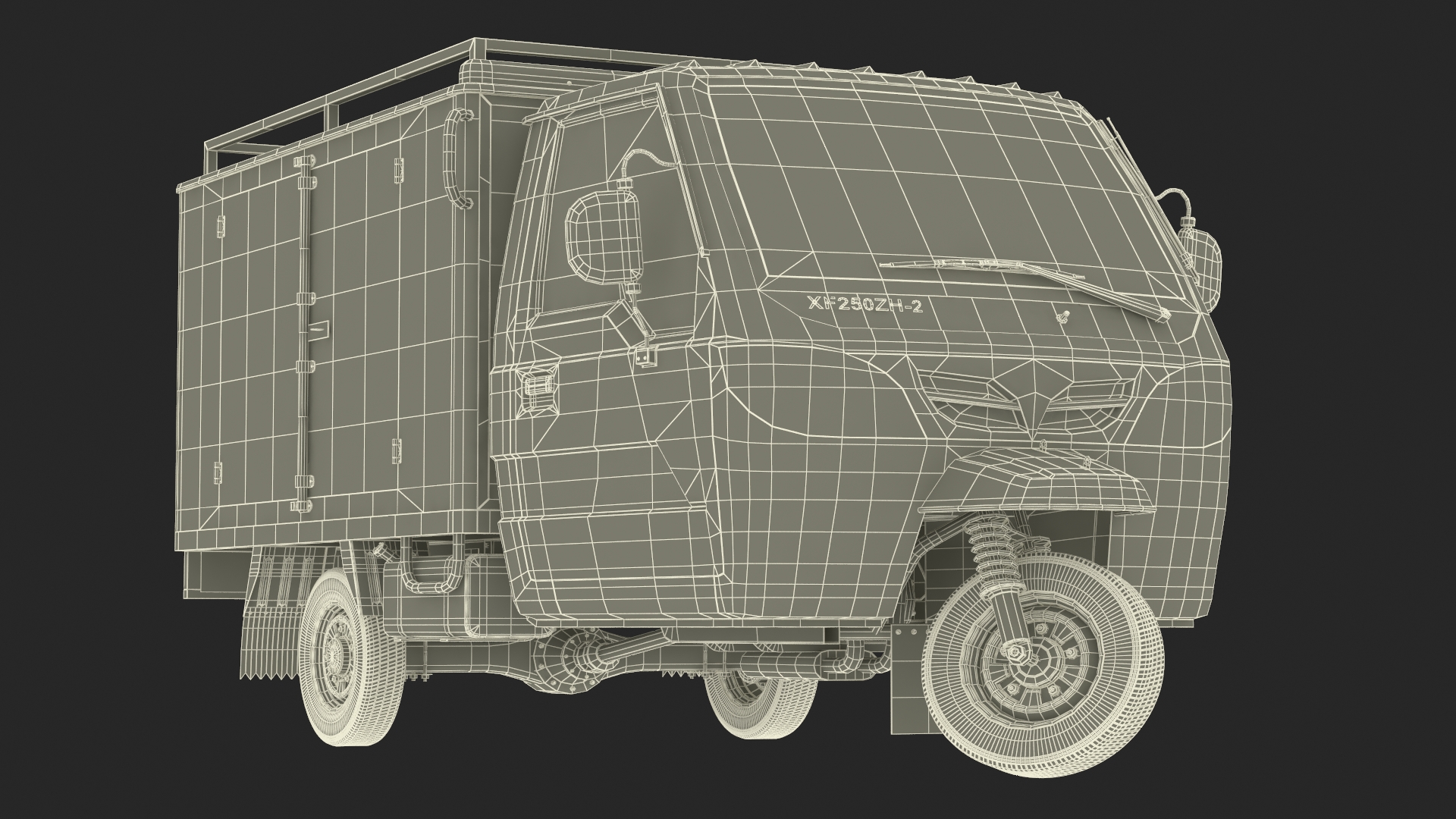 Delivery Trike with Close Body Beige Rigged for Maya 3D