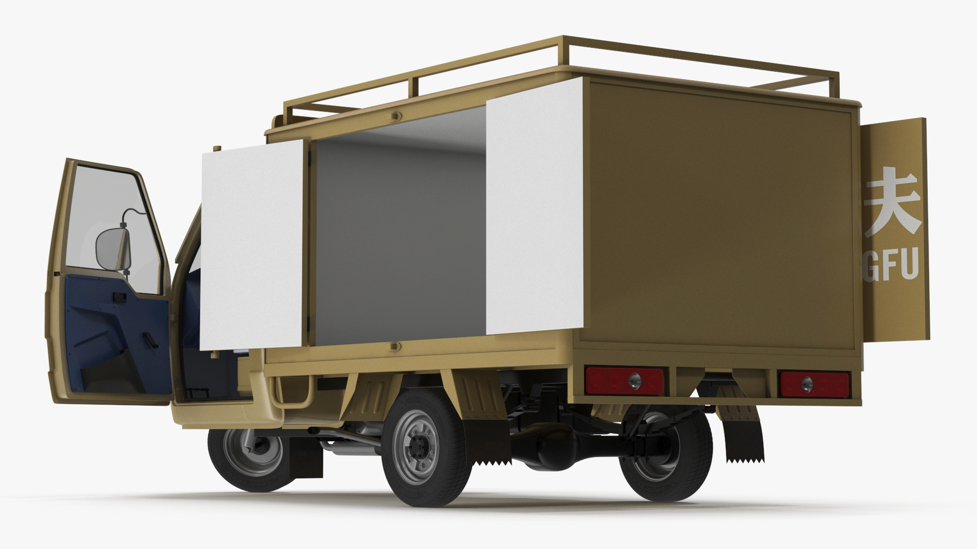 Delivery Trike with Close Body Beige Rigged for Maya 3D