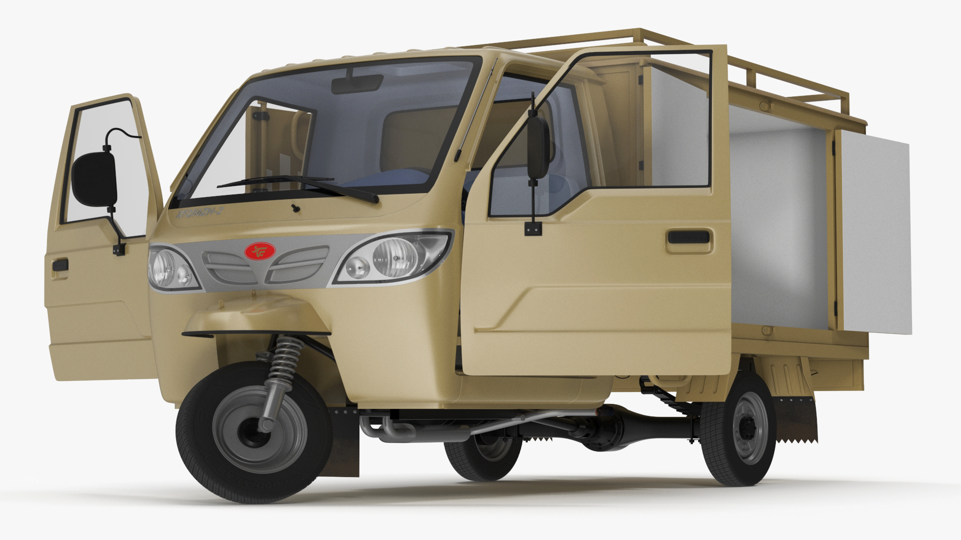 Delivery Trike with Close Body Beige Rigged for Maya 3D