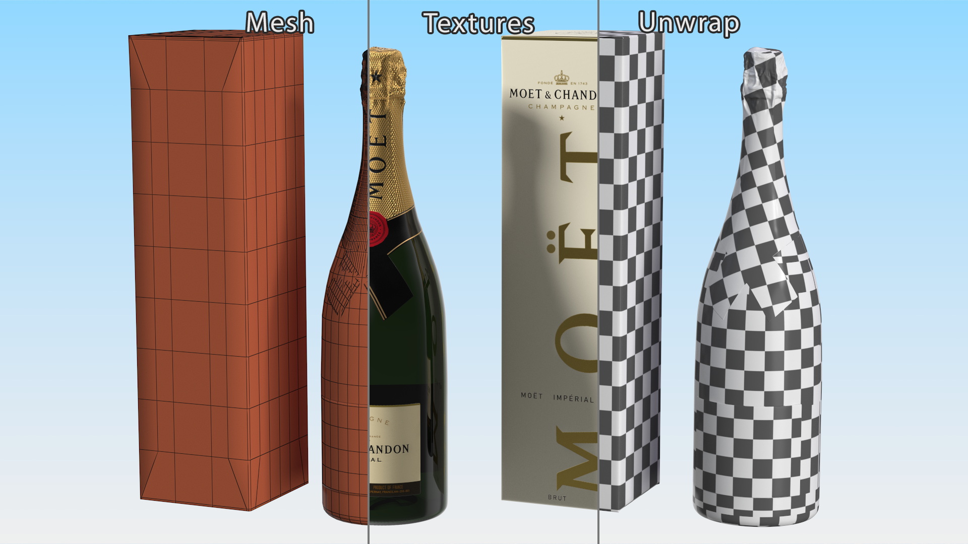 Champagne Moet and Chandon Brut Imperial with Box 3D model