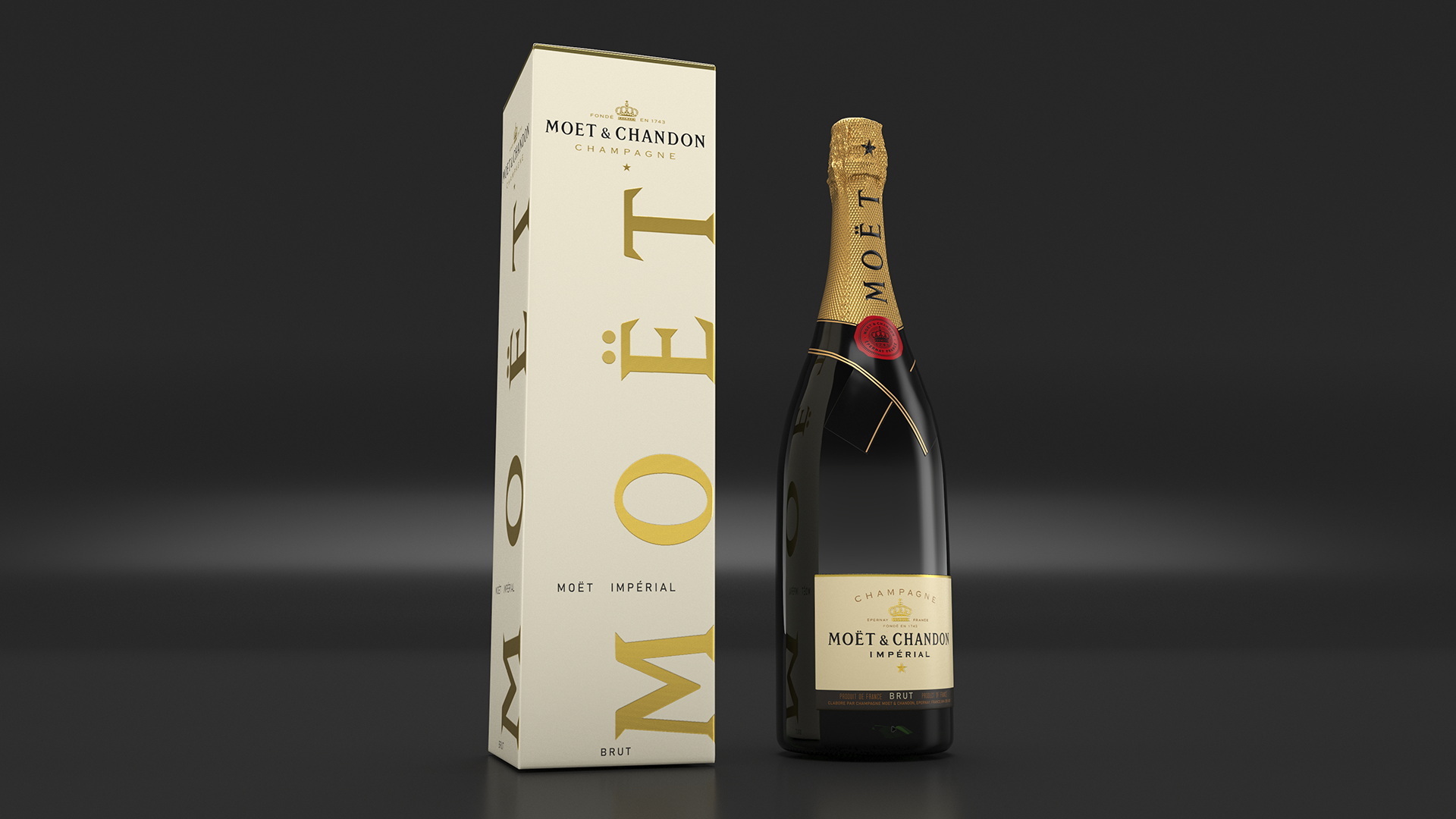 Champagne Moet and Chandon Brut Imperial with Box 3D model
