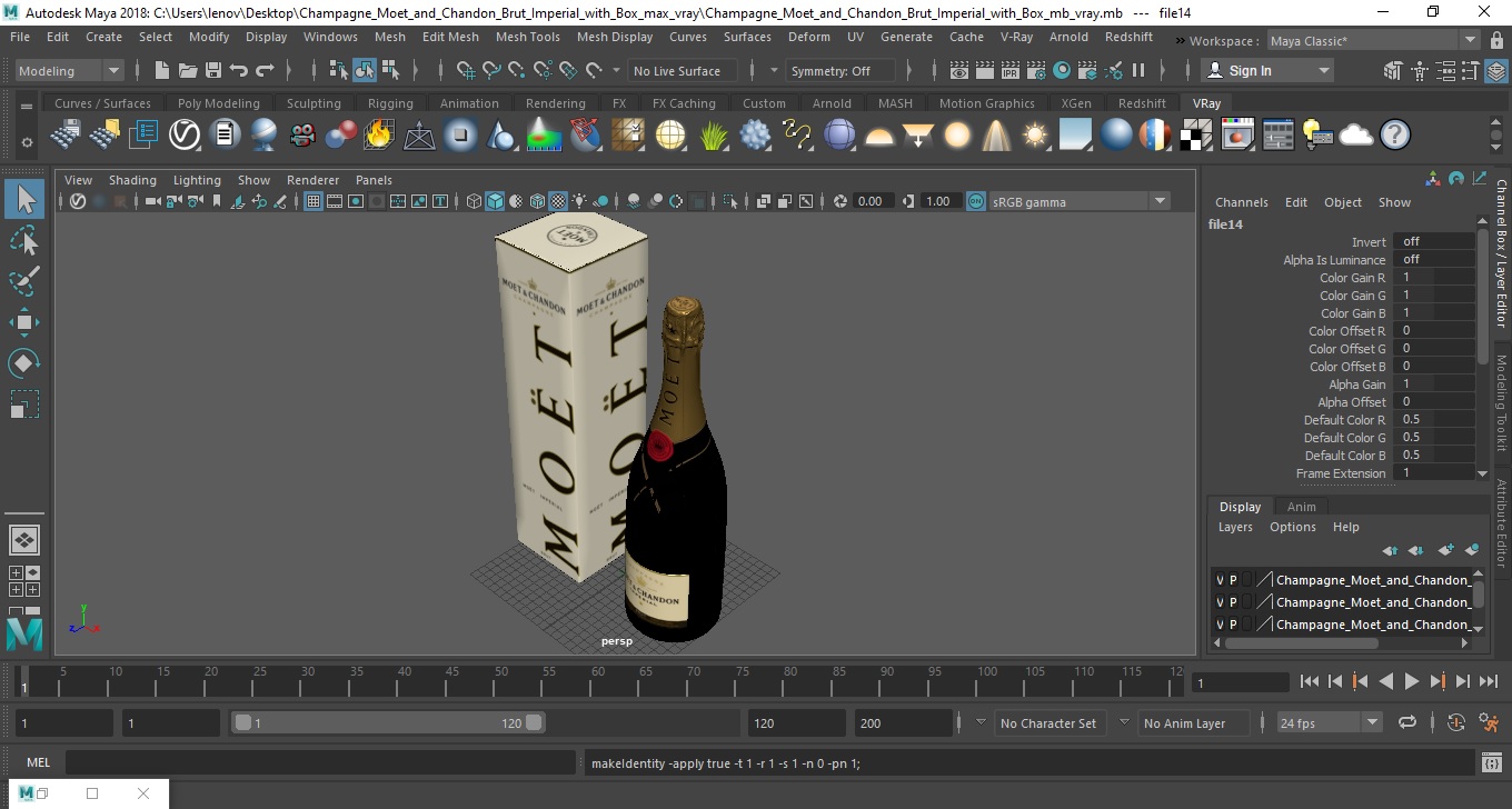 Champagne Moet and Chandon Brut Imperial with Box 3D model