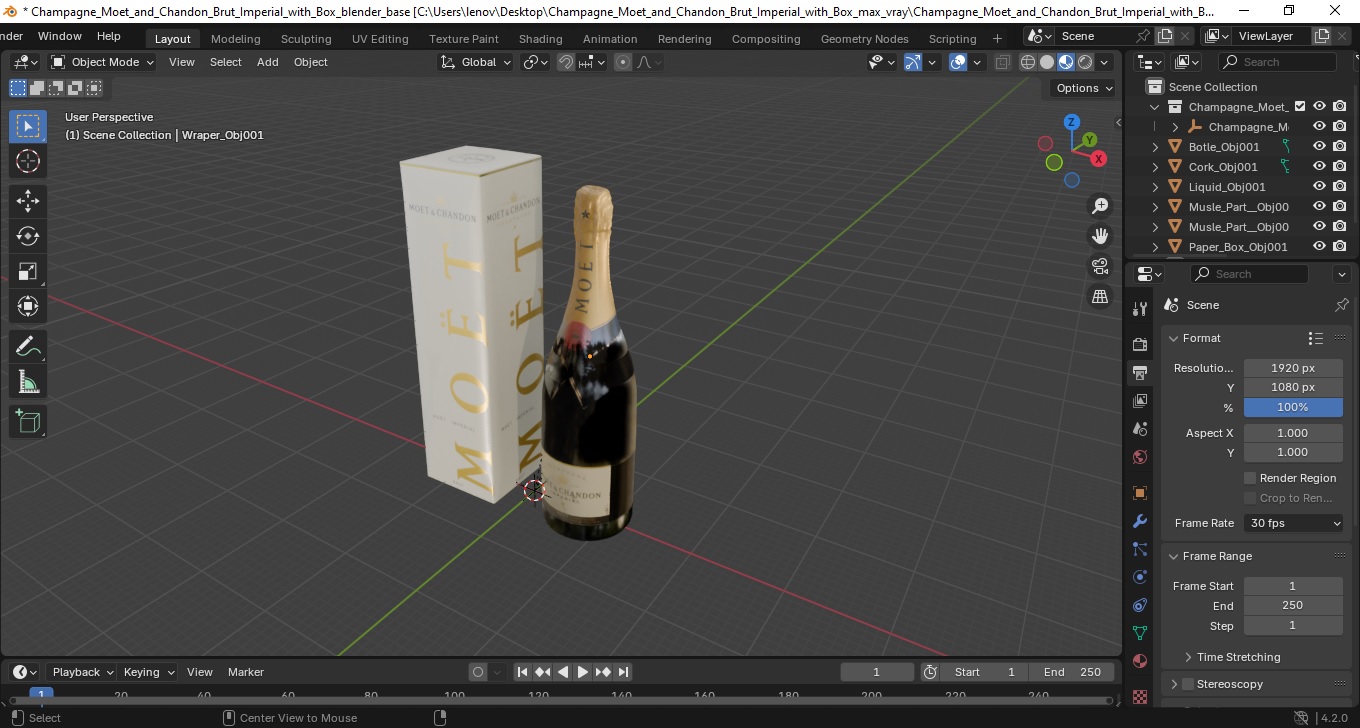 Champagne Moet and Chandon Brut Imperial with Box 3D model