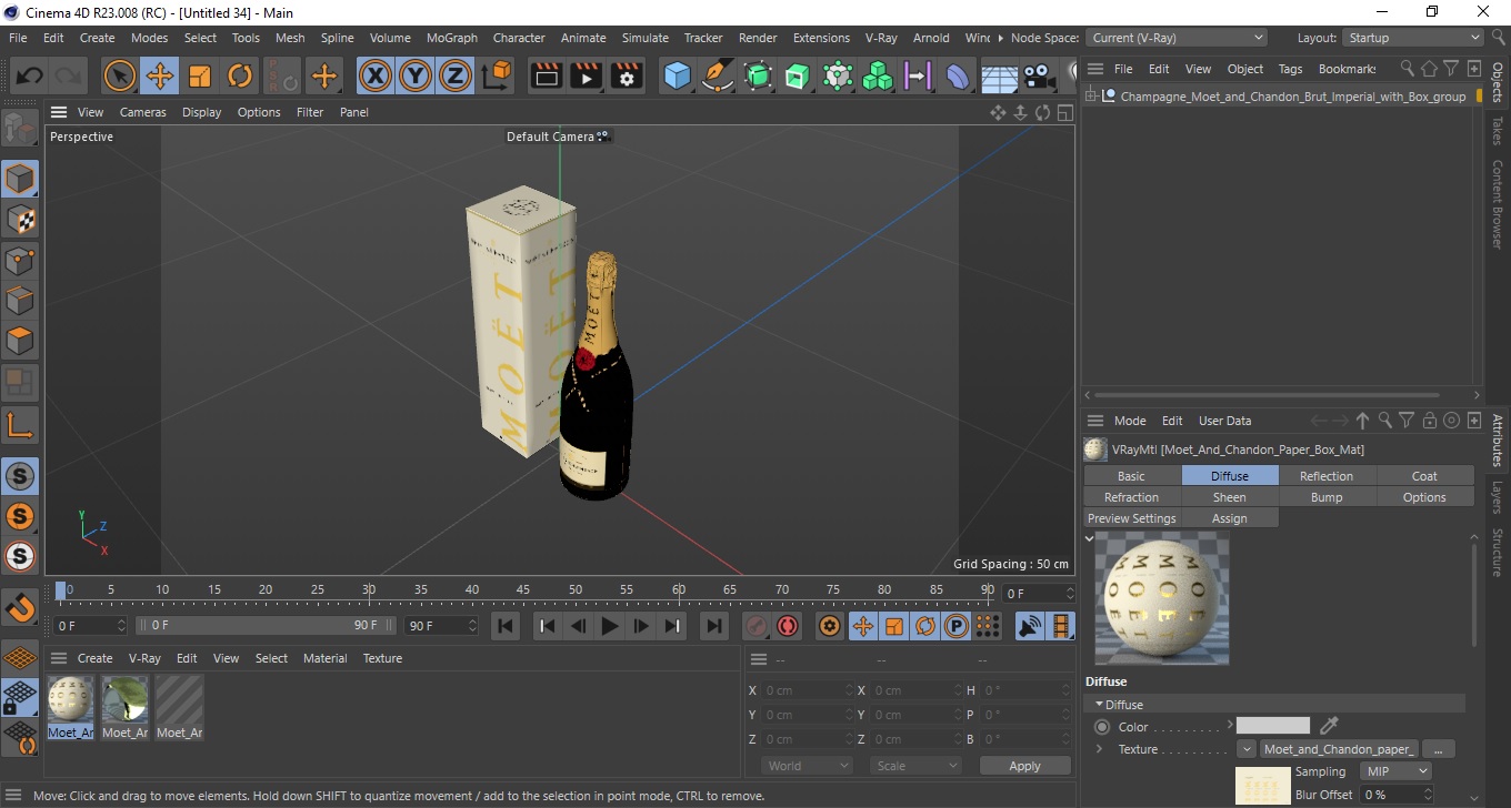Champagne Moet and Chandon Brut Imperial with Box 3D model